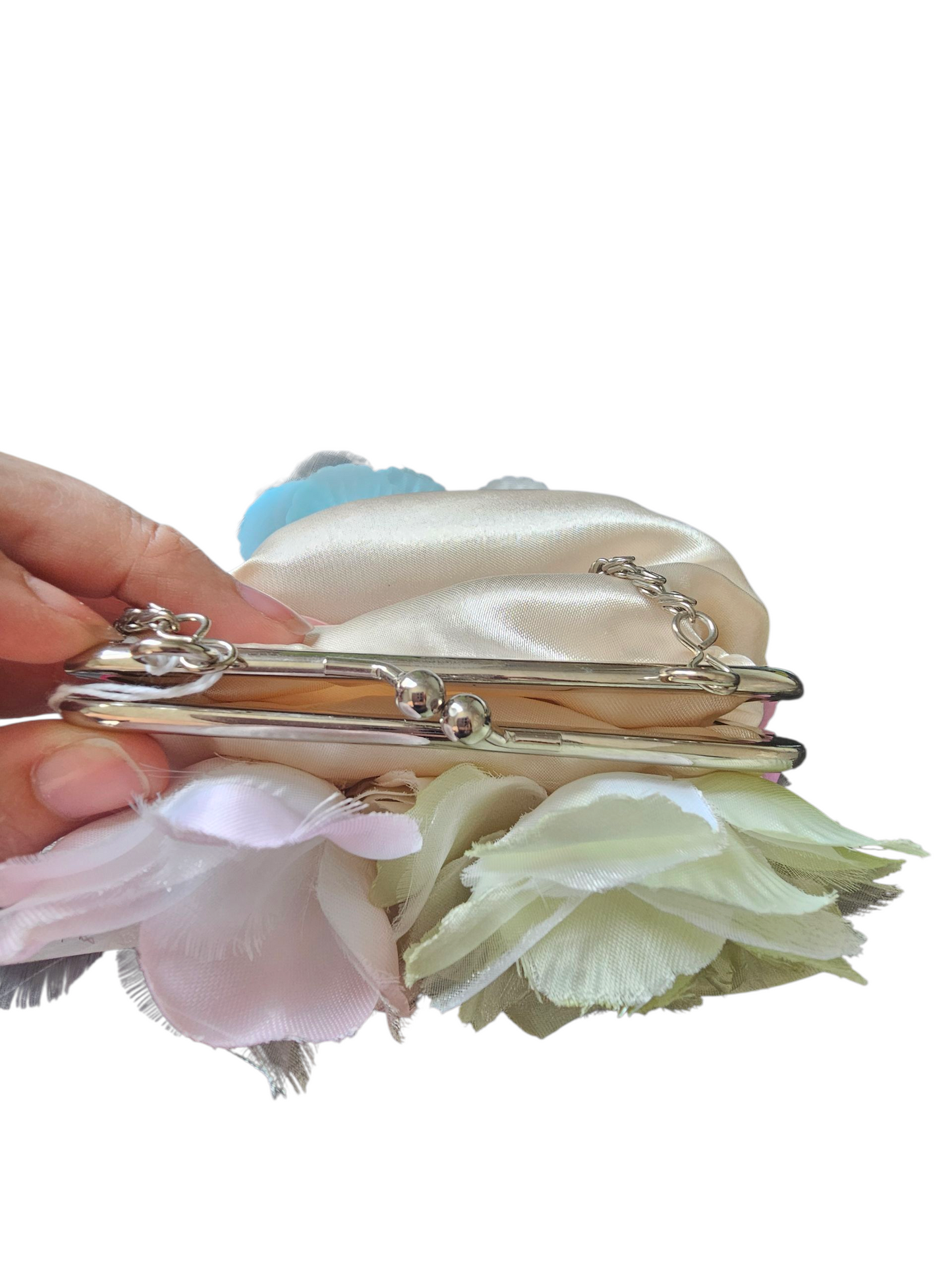 Satin/Multicolored Flower Handbag