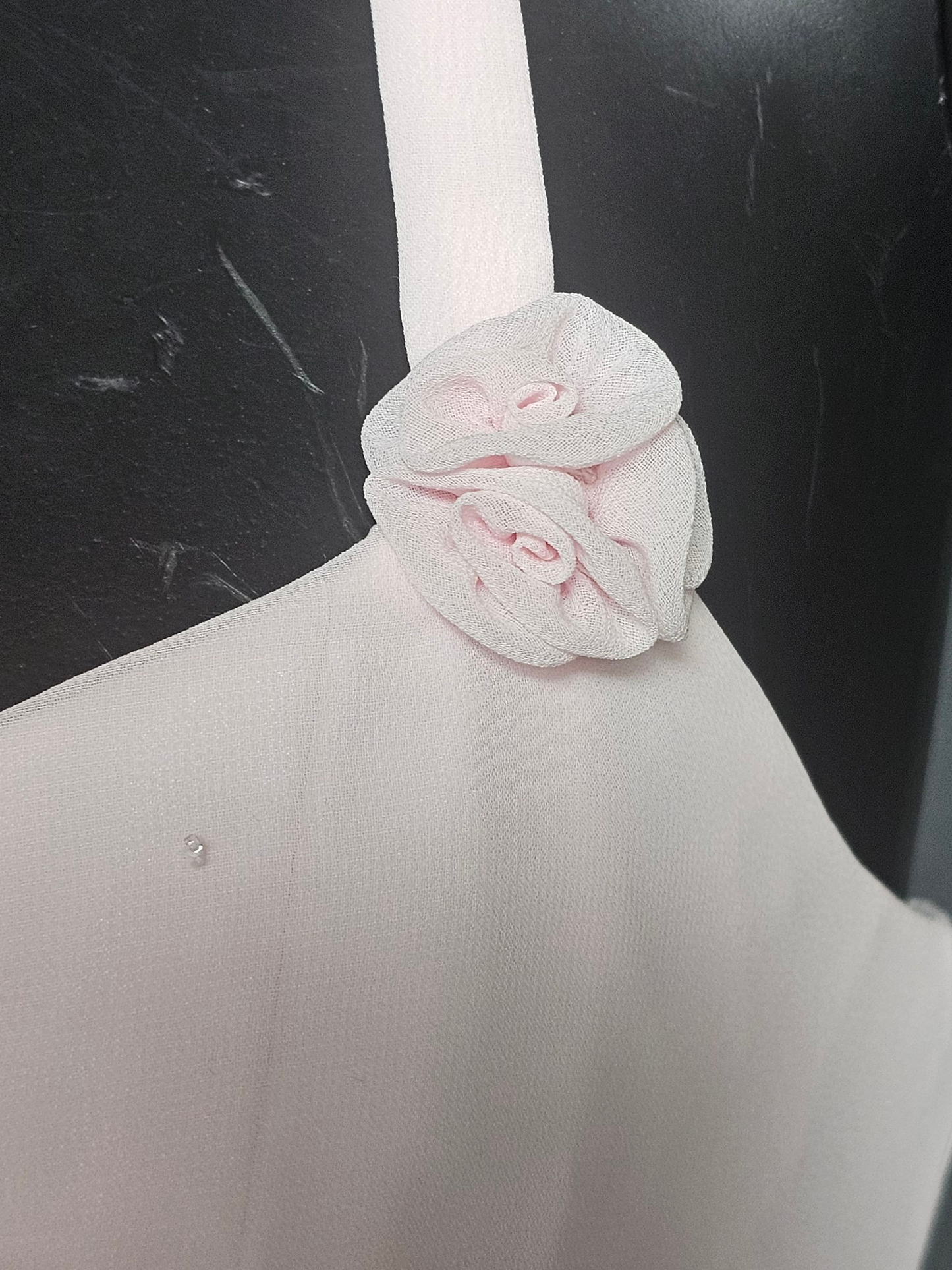 Petal Pink Chiffon Shirred Halter Party/Cocktail Midi Dress NWOT- Mori Lee