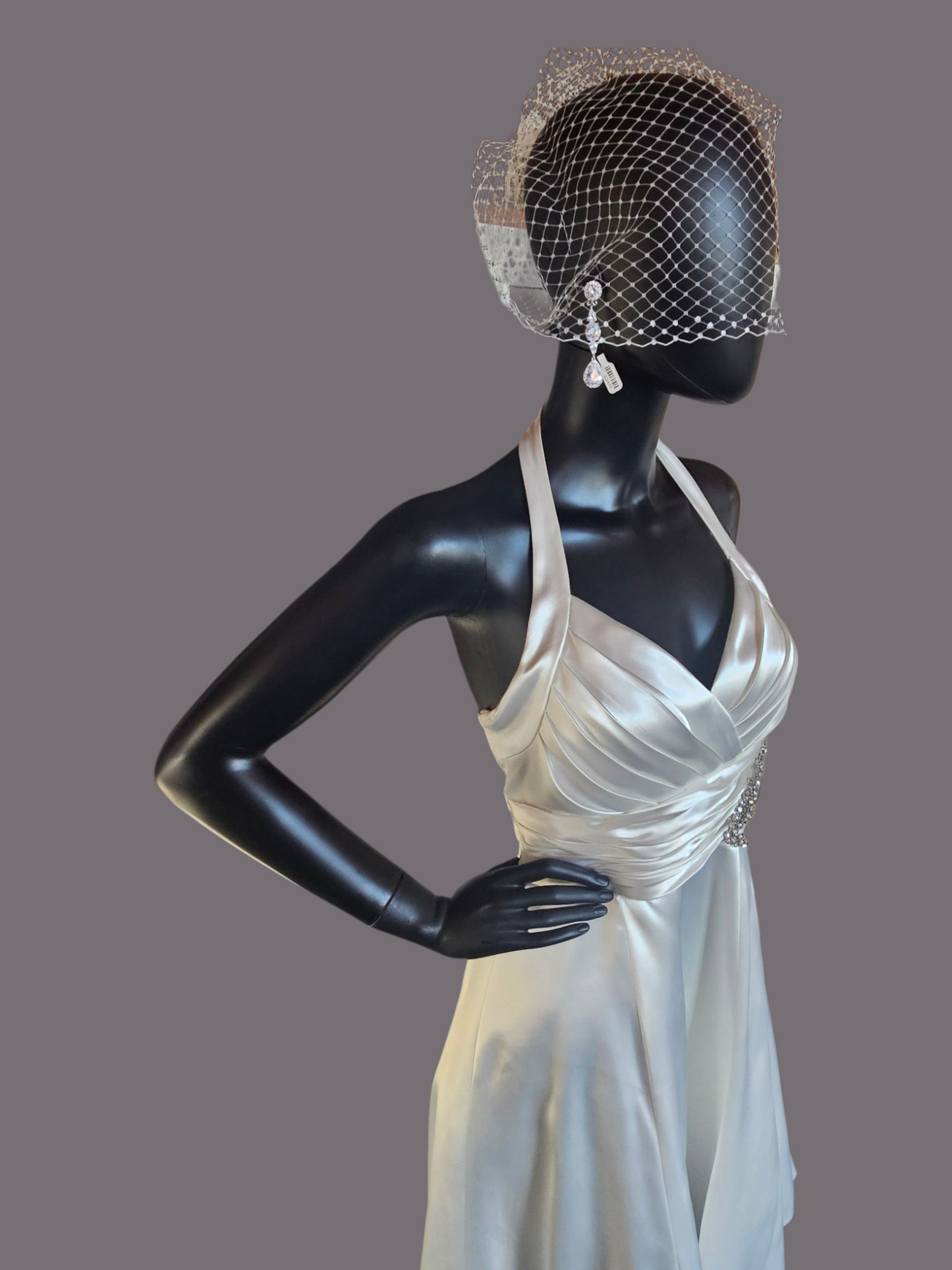 Juju & Christine Silk Satin Short Wedding Gown