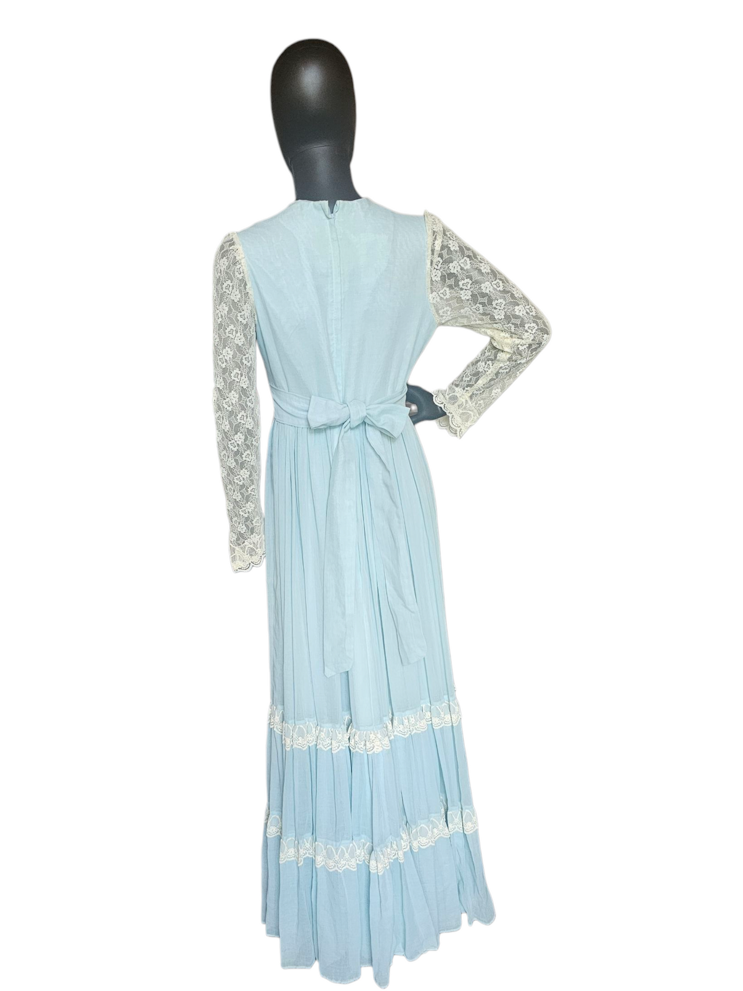 Vintage 70's Blue Prom Prairie Style Maxi Dress - Gunne Sax