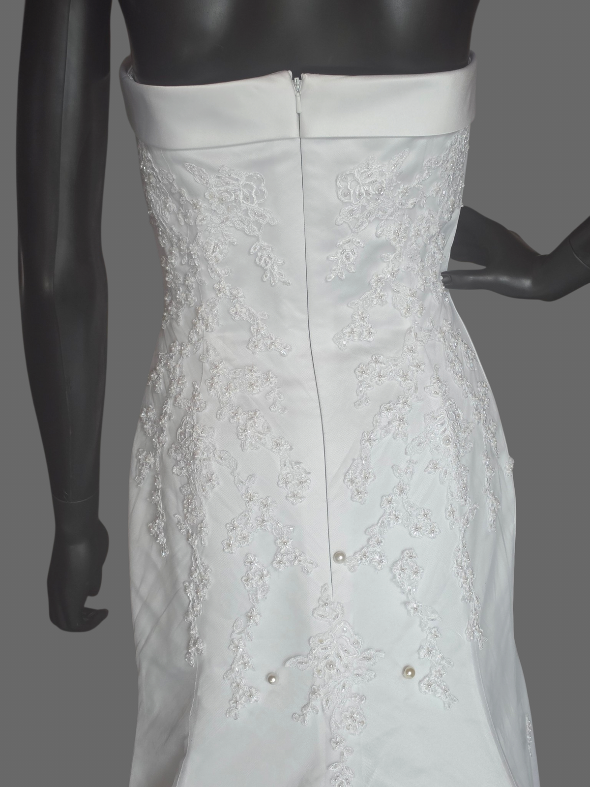 White Lace Overlay Sheath Wedding Gown - St. Patrick