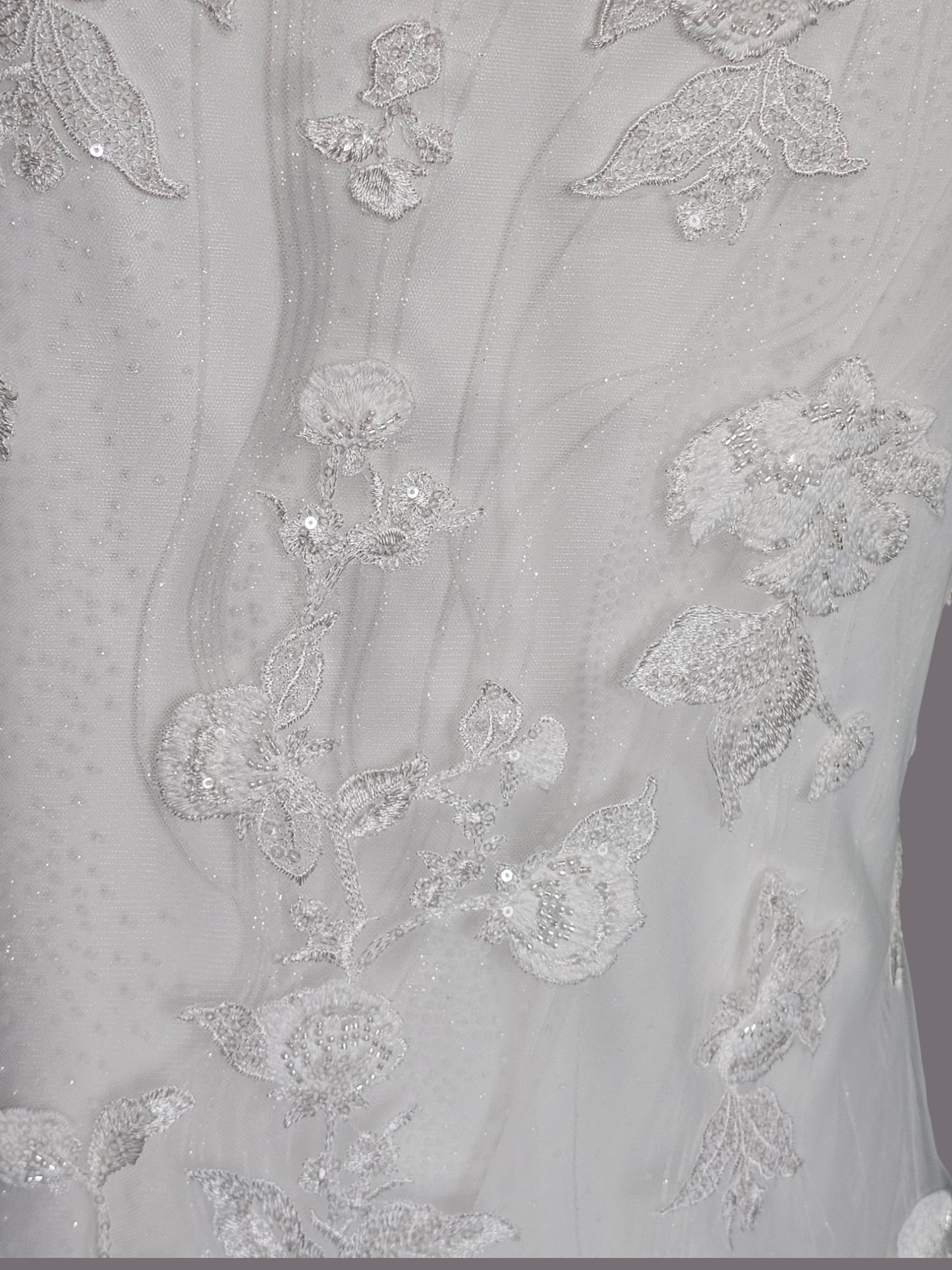 Layered Sequin Spaghetti Strap Fit and Flare Wedding Gown - Da Vinci