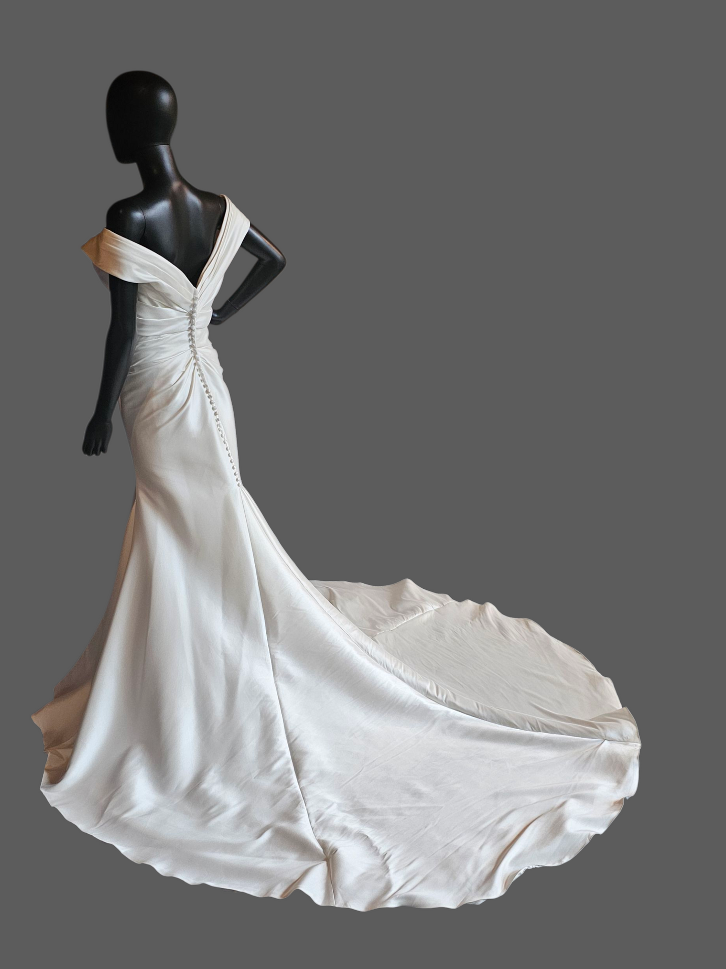 Ivory Mikado Off-Shoulder Fit/Flare Wedding Gown NWOT - Mori Lee