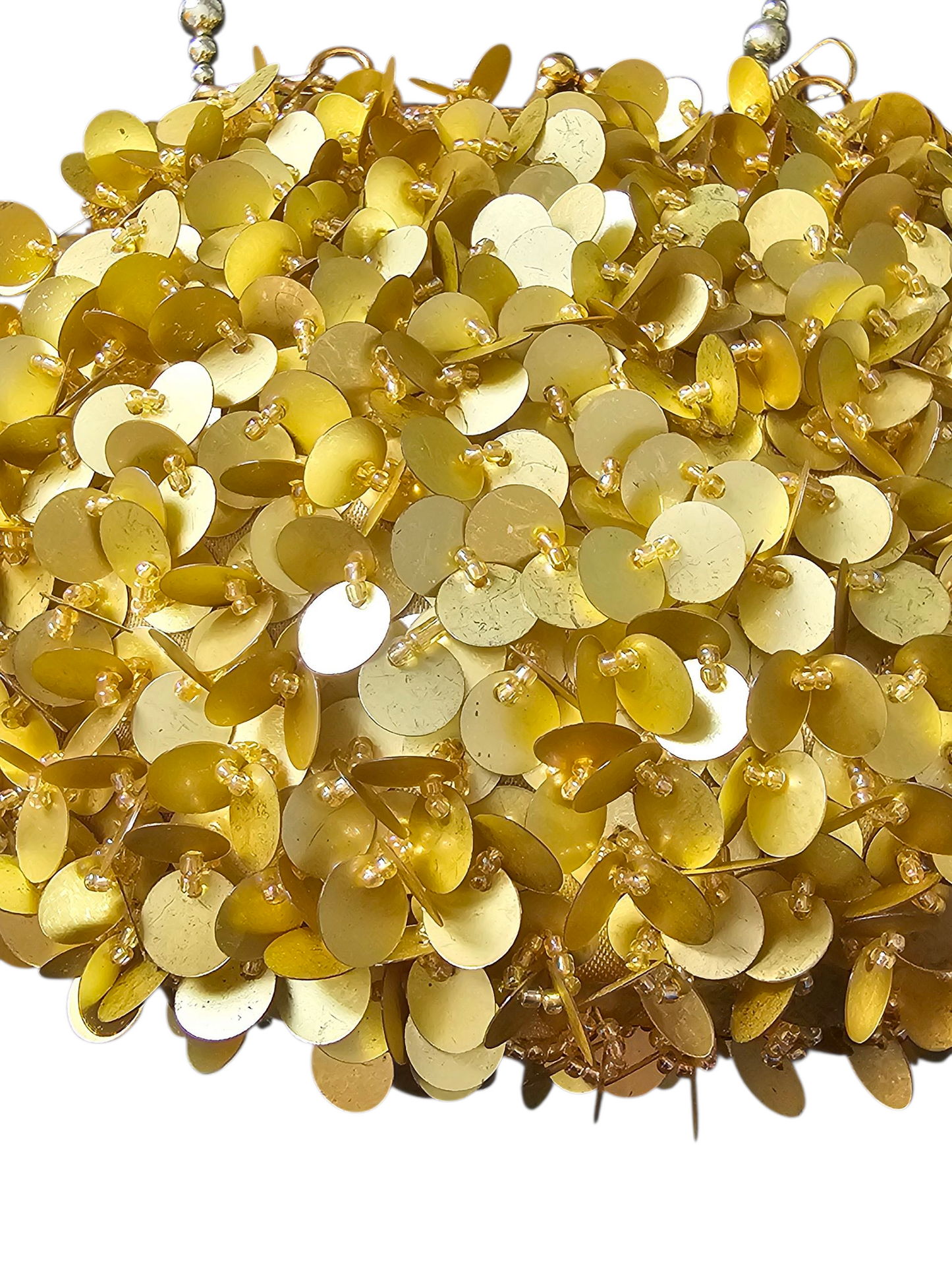 Gold Beaded Coin Handbag