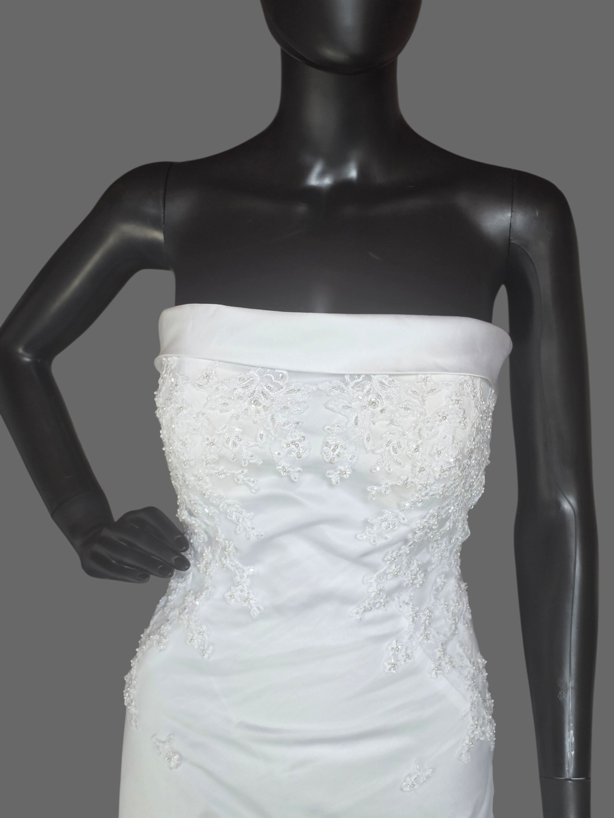 White Lace Overlay Sheath Wedding Gown - St. Patrick