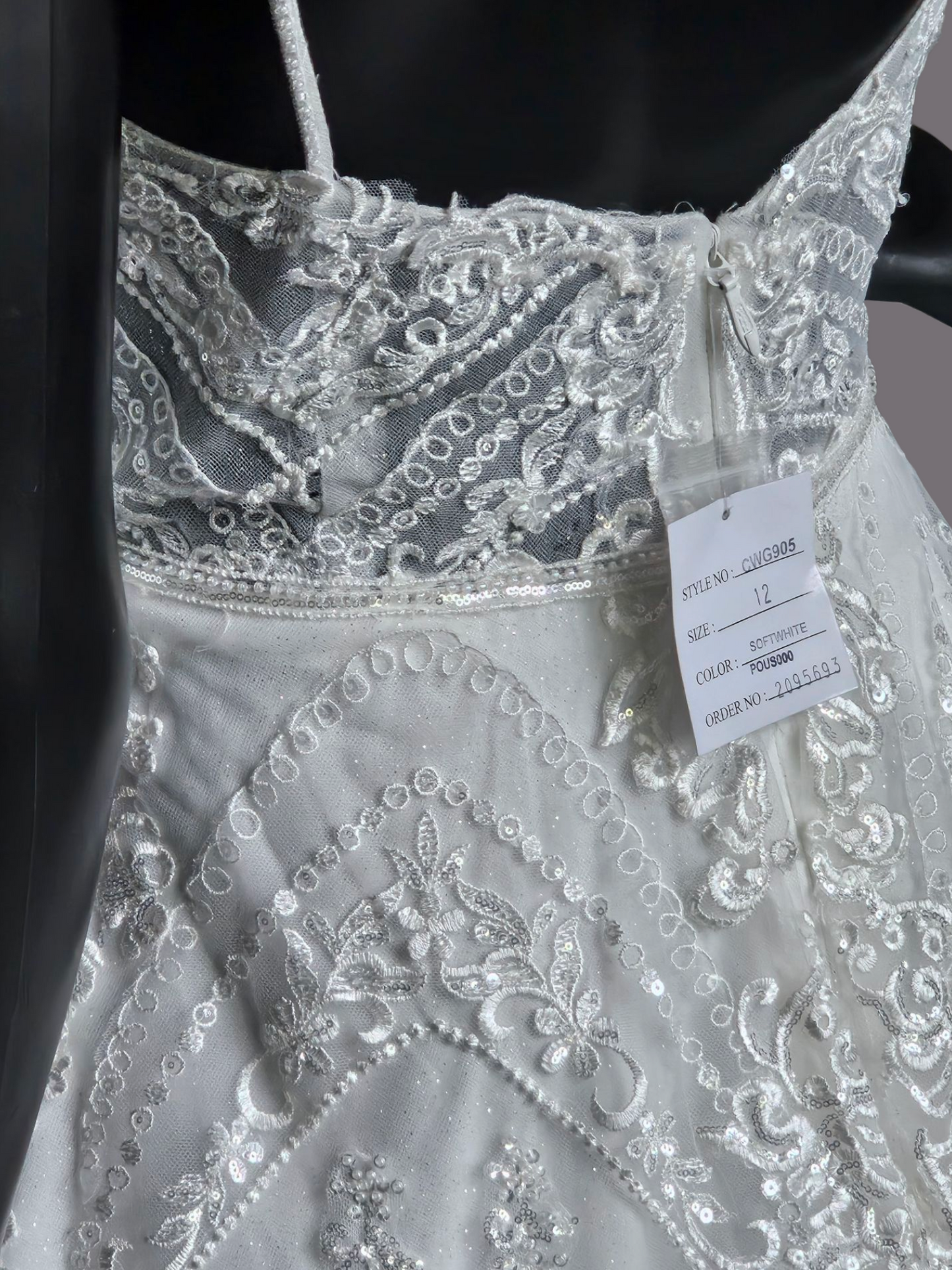 Sparkle A-Line Plunge Spaghetti Strap Wedding Gown - Oleg Cassini