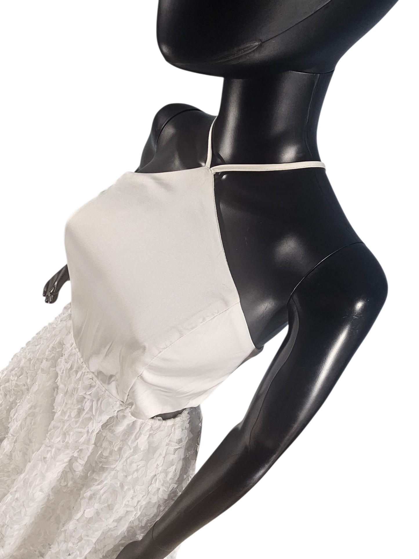 Short White Satin Halter Organza Flower Party Dress - NWT - Fashion Nova