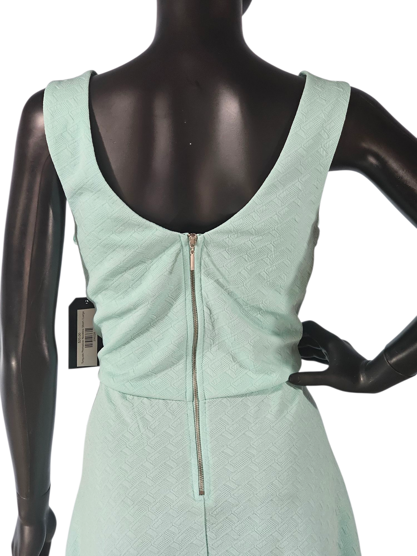 Turquois Peekaboo Neckline Short Cocktail Dress