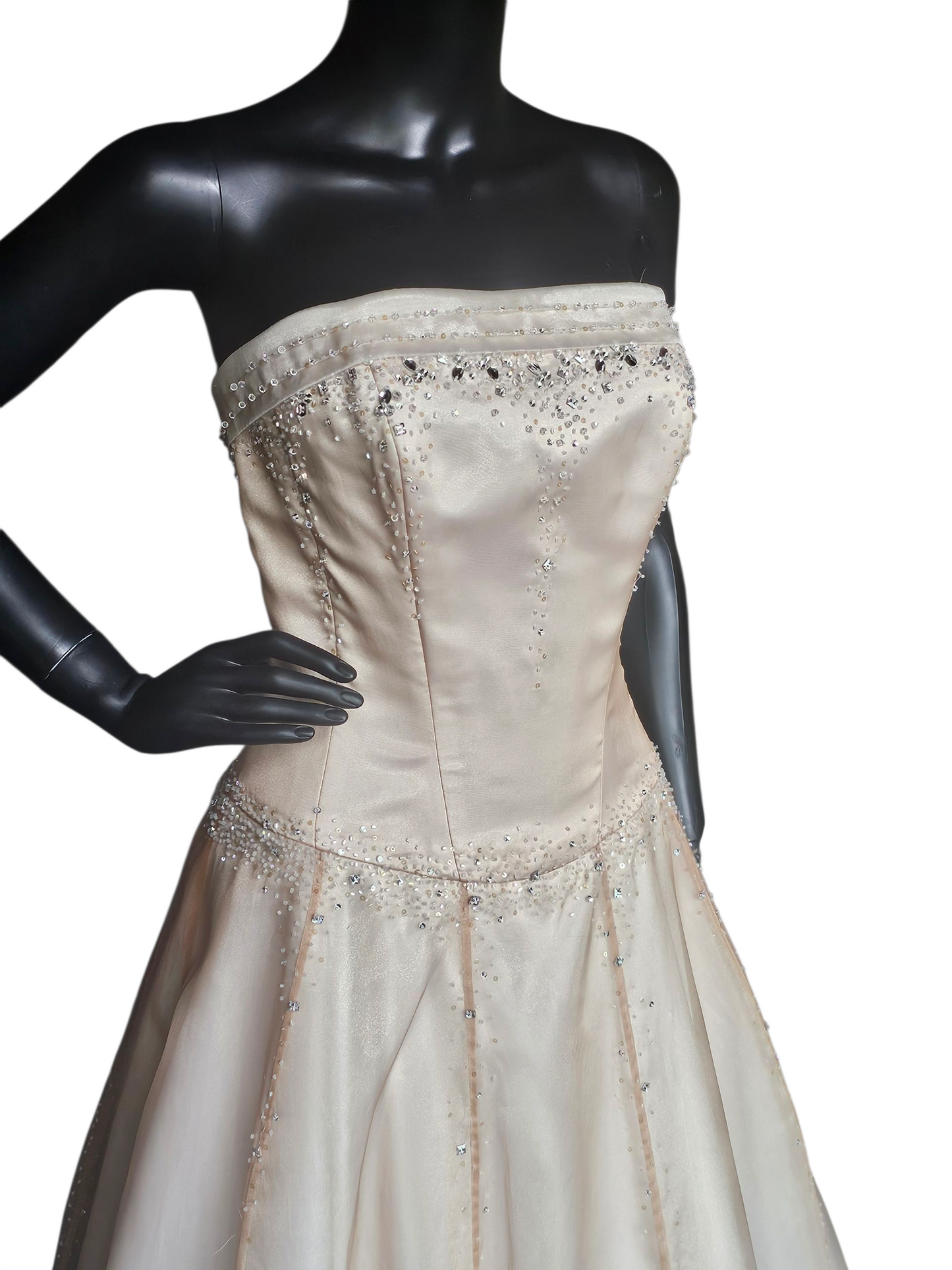 Gold Ombre Organza Straight Strapless A-line Wedding Gown - Maggie Sottero Couture