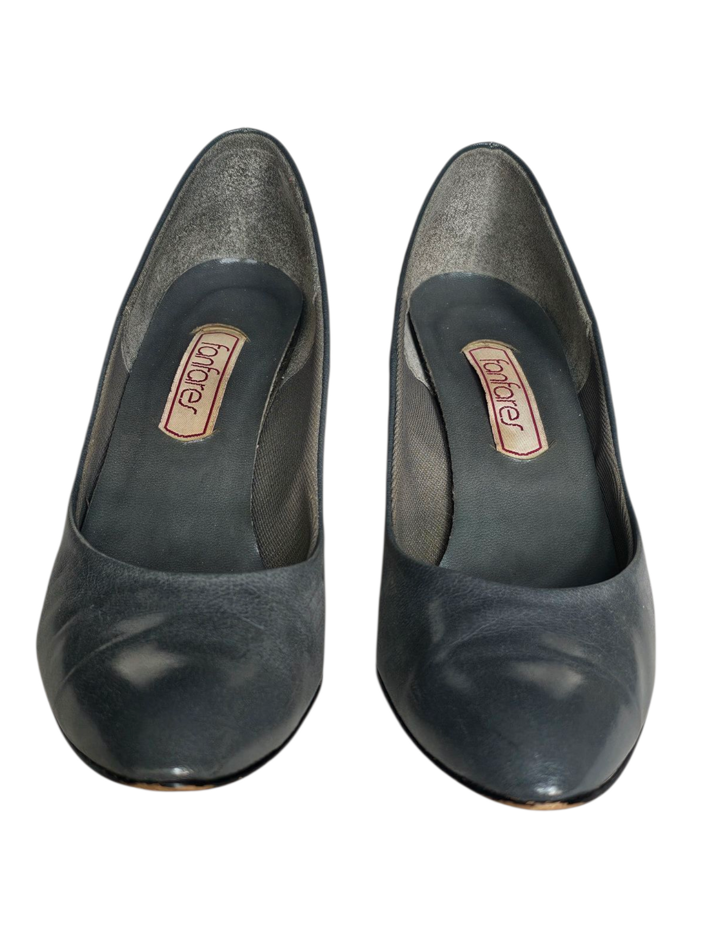 Vintage Fanfares Grey Leather Heel Pump