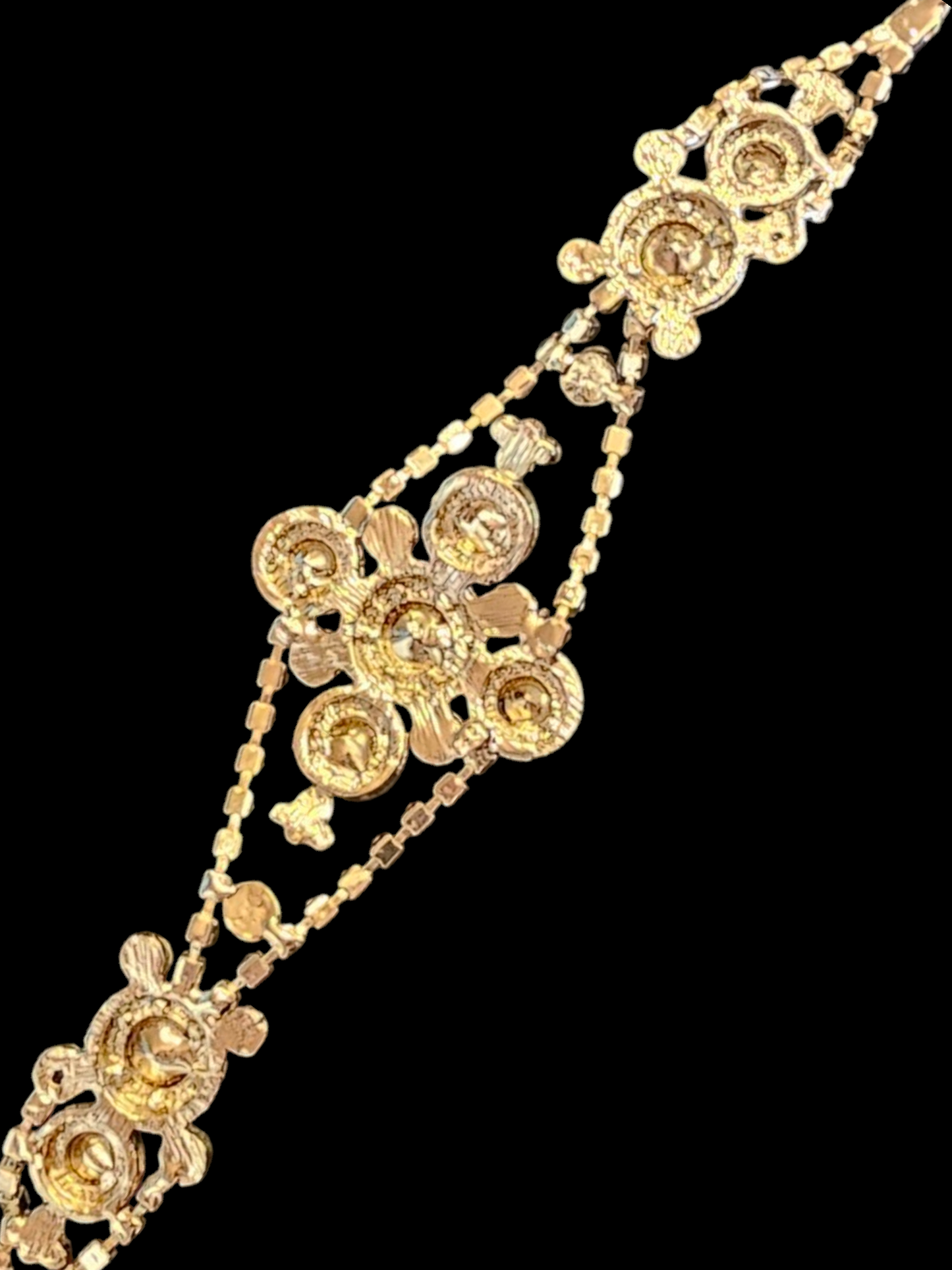 Gold/Large Crystal Art Deco Clasp Bracelet