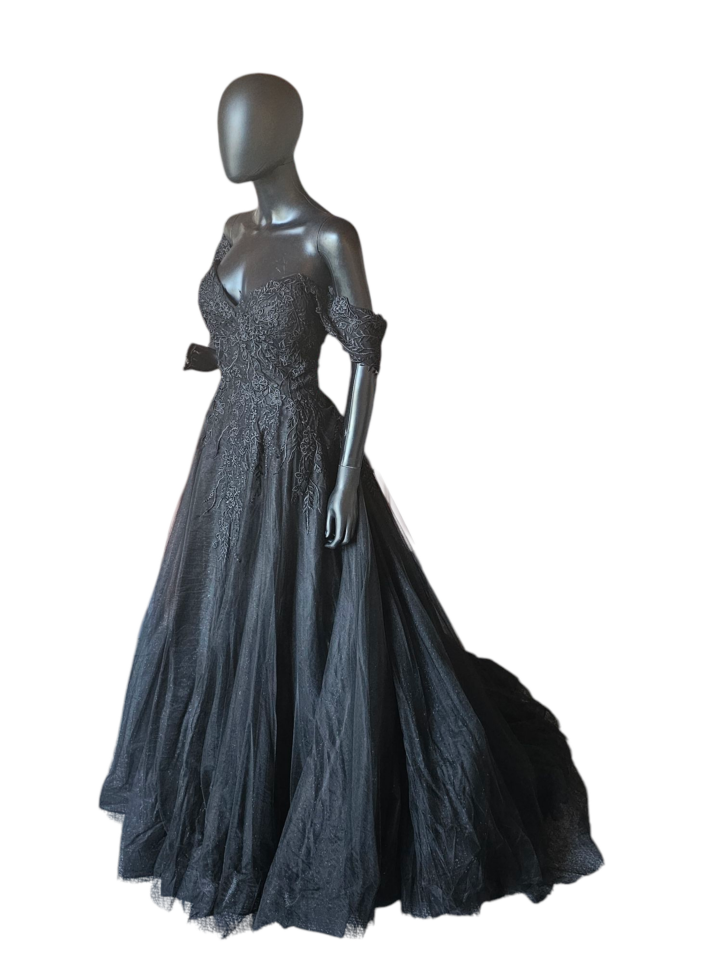 Black Off Shoulder Sparkle Wedding Gown - Nox NWT