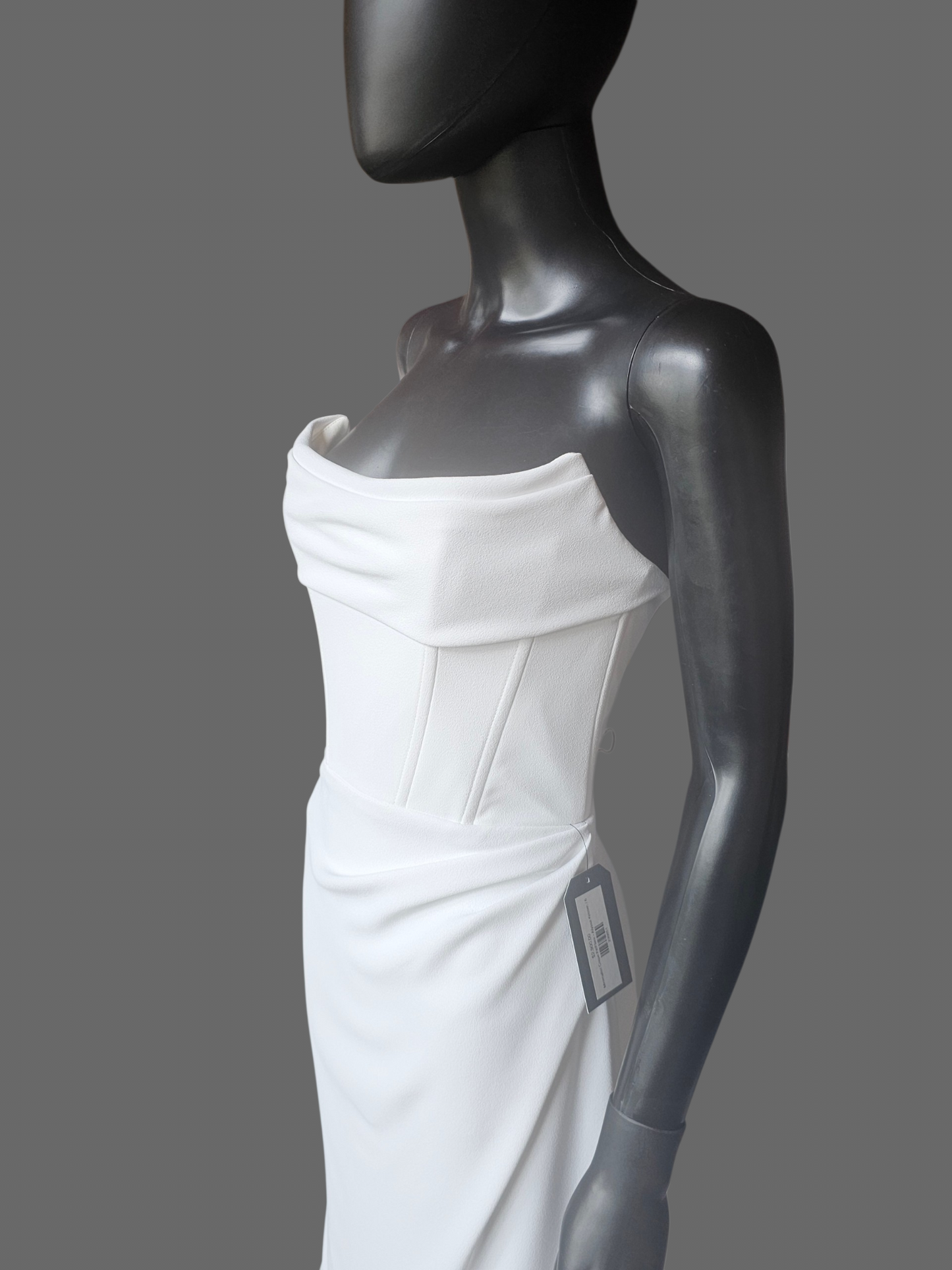 Minimalist Crepe Fit/Flare Cat Eye Side Ruched Wedding Gown - Alyssa Kristen