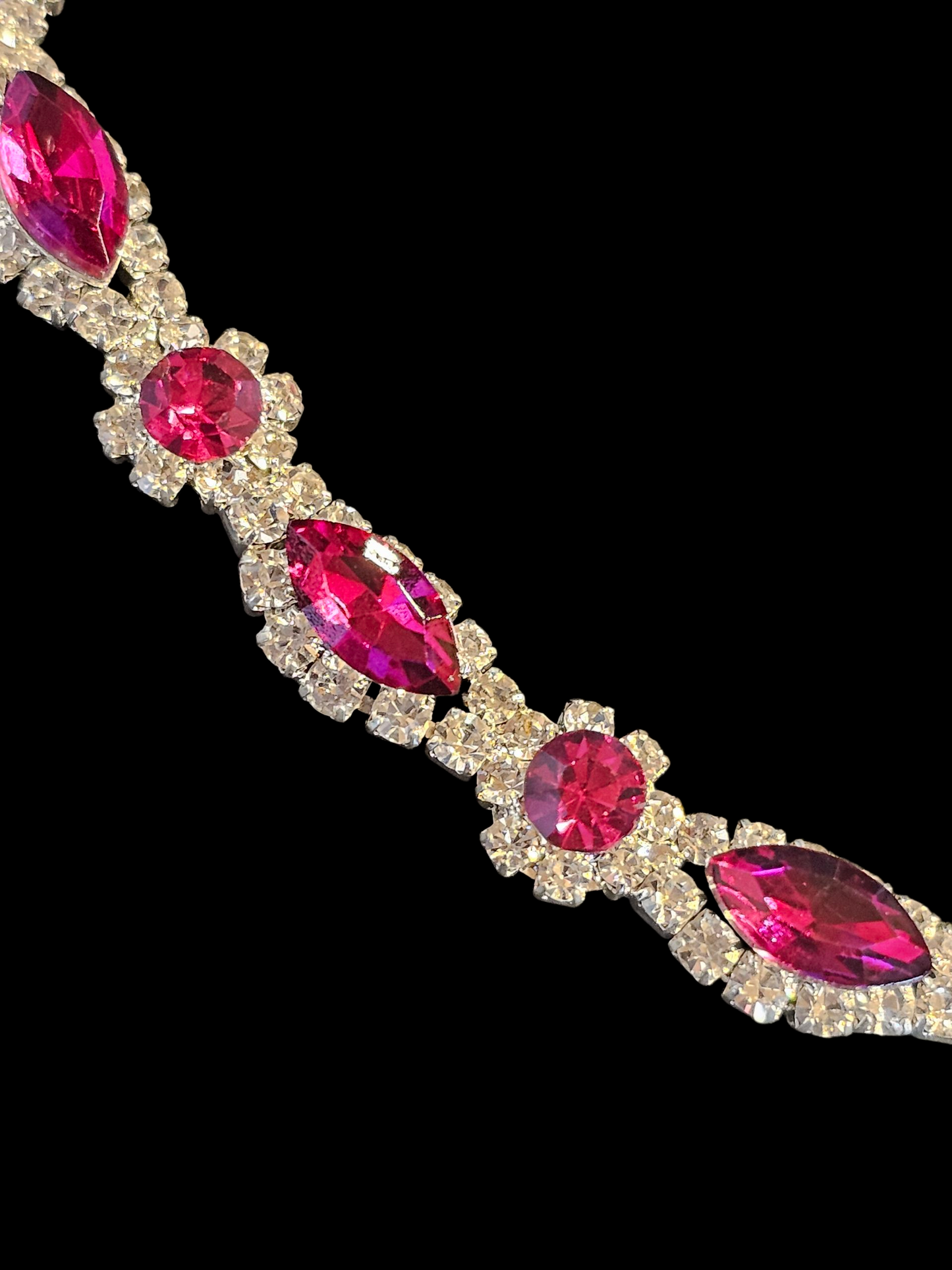 Magenta Marquee Crystal Necklace/Earring/Bracelet Set