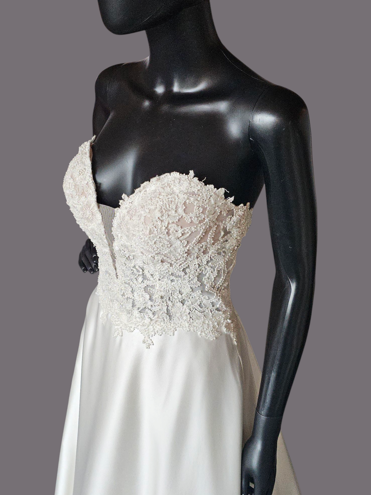 Sweetheart Beaded Satin Wedding Gown - Rebecca Ingram