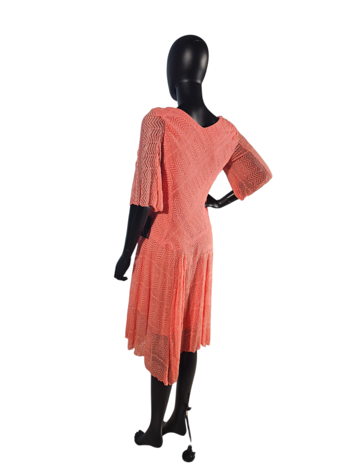 Coral Stretch Lace Bias Cut Handkerchief Hem Casual Dress - NWT Rabbit Rabbit Rabbit