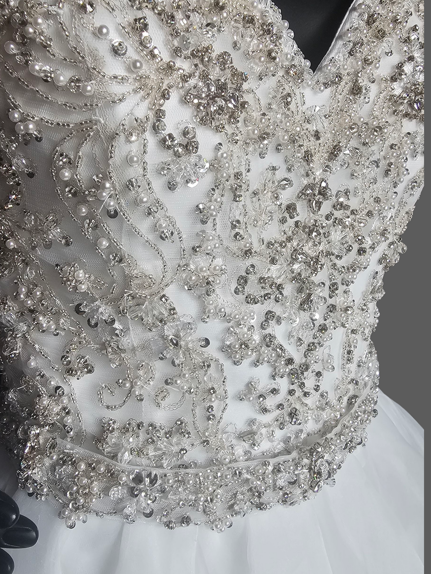 White Strapless Tiered Organza Ballgown Wedding Dress NWOT - Mori Lee