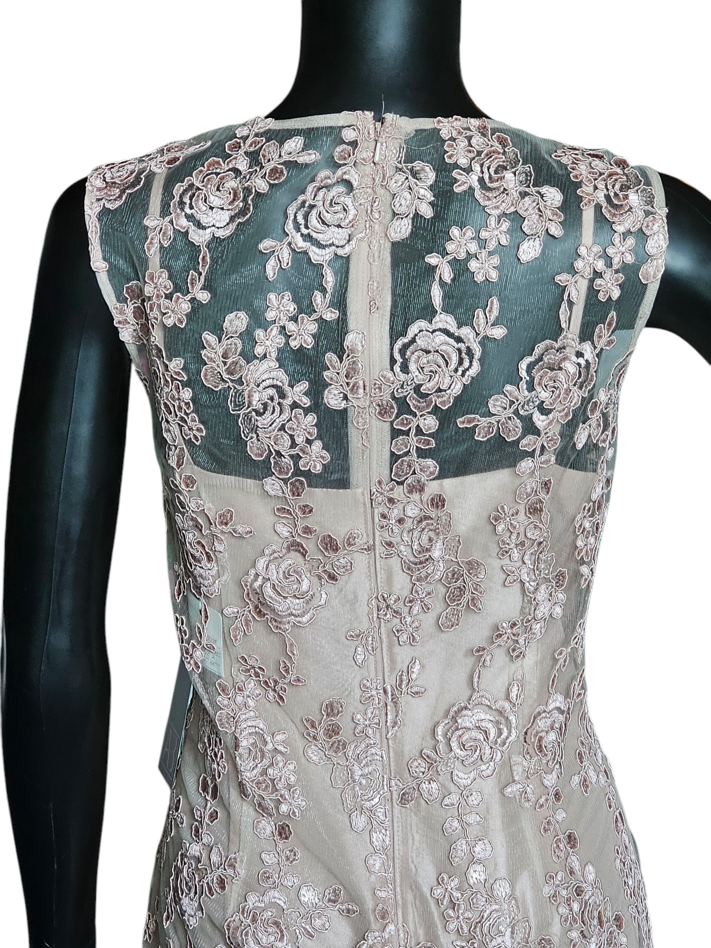 Vintage Rose Lace Overlay Formal Gown -