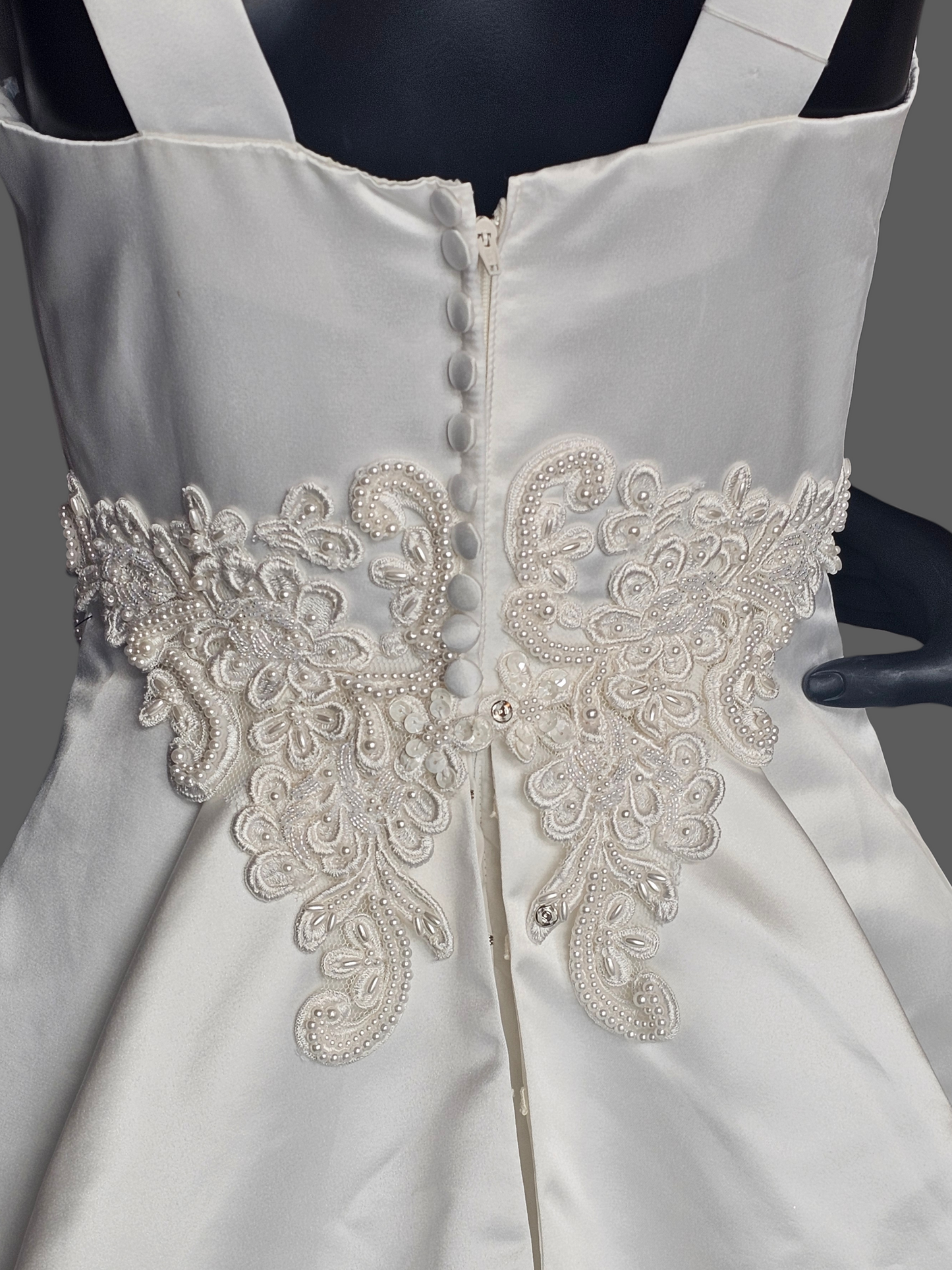 Vintage White Satin Empire Square Neck Wedding Gown - Mori Lee