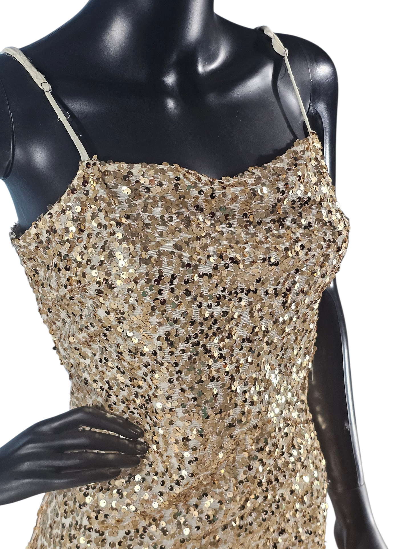 Gold Sequin Spaghetti Strap Cocktail Dress / Party Dress - Wild Fable
