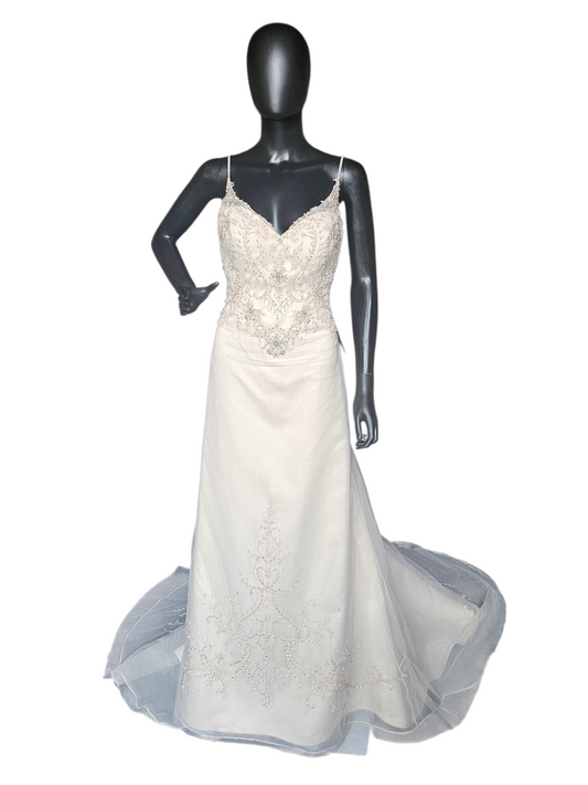 Champagne/Rose Gold Spaghetti Strap A-Line Wedding Gown - Beloved