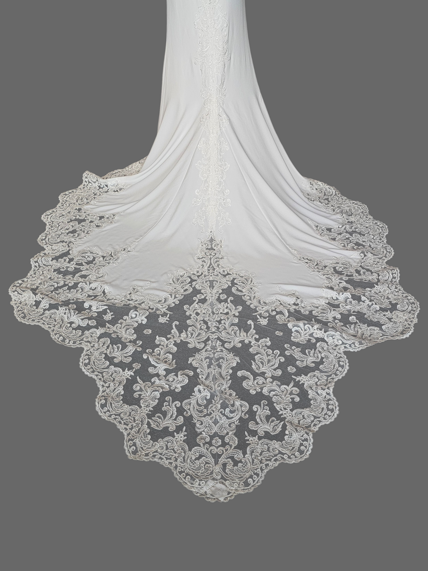 Lace Bodice/Crepe Fitted Wedding Gown - Martin Thornburg