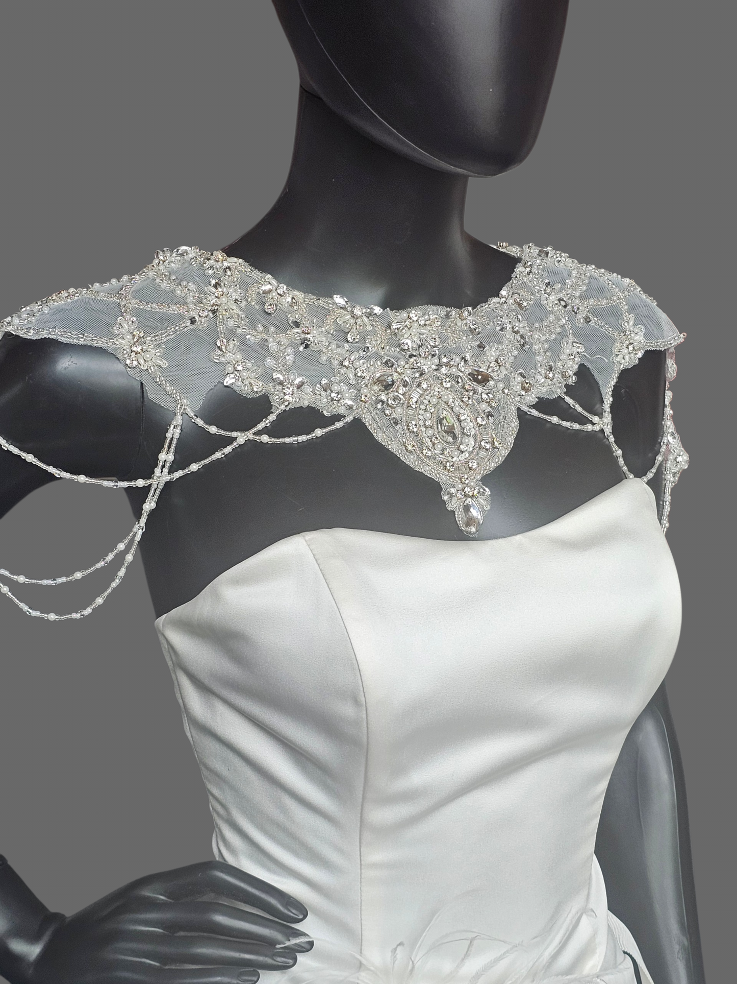 Beaded Applique Draped Shoulder Necklace/Capelet