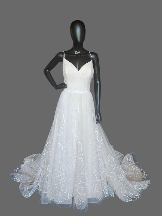 Blush Tulle Floral A-Line Embroidered Sequin Flowers - Maggie Sottero