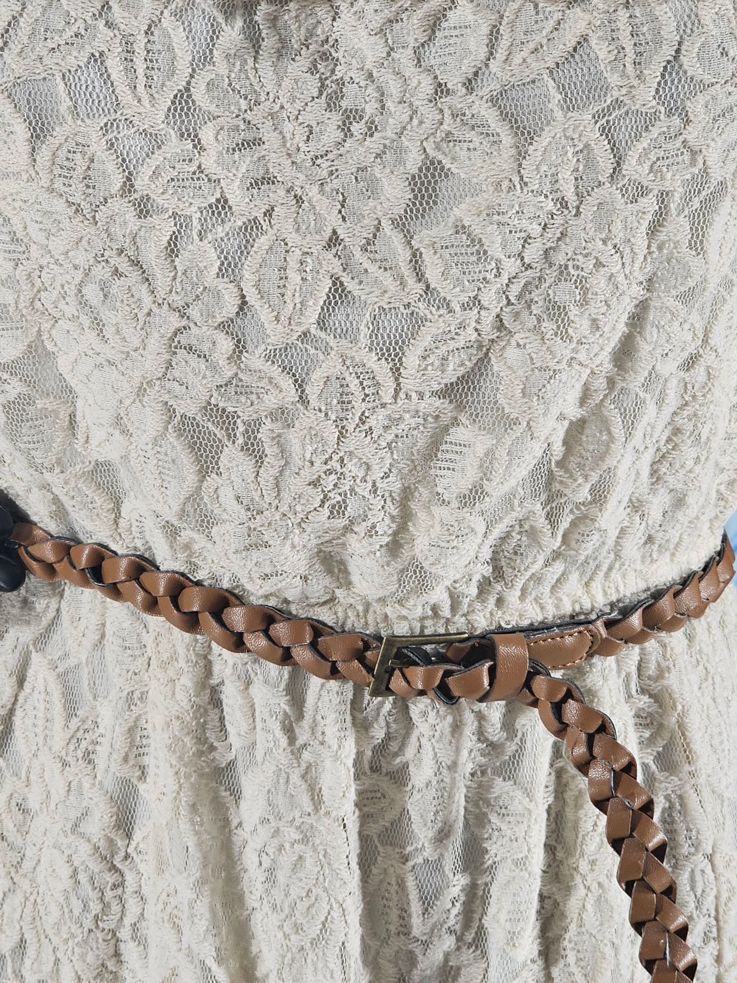 Strapless Lace Maxi Dress W/Leather Belt - Studio Y