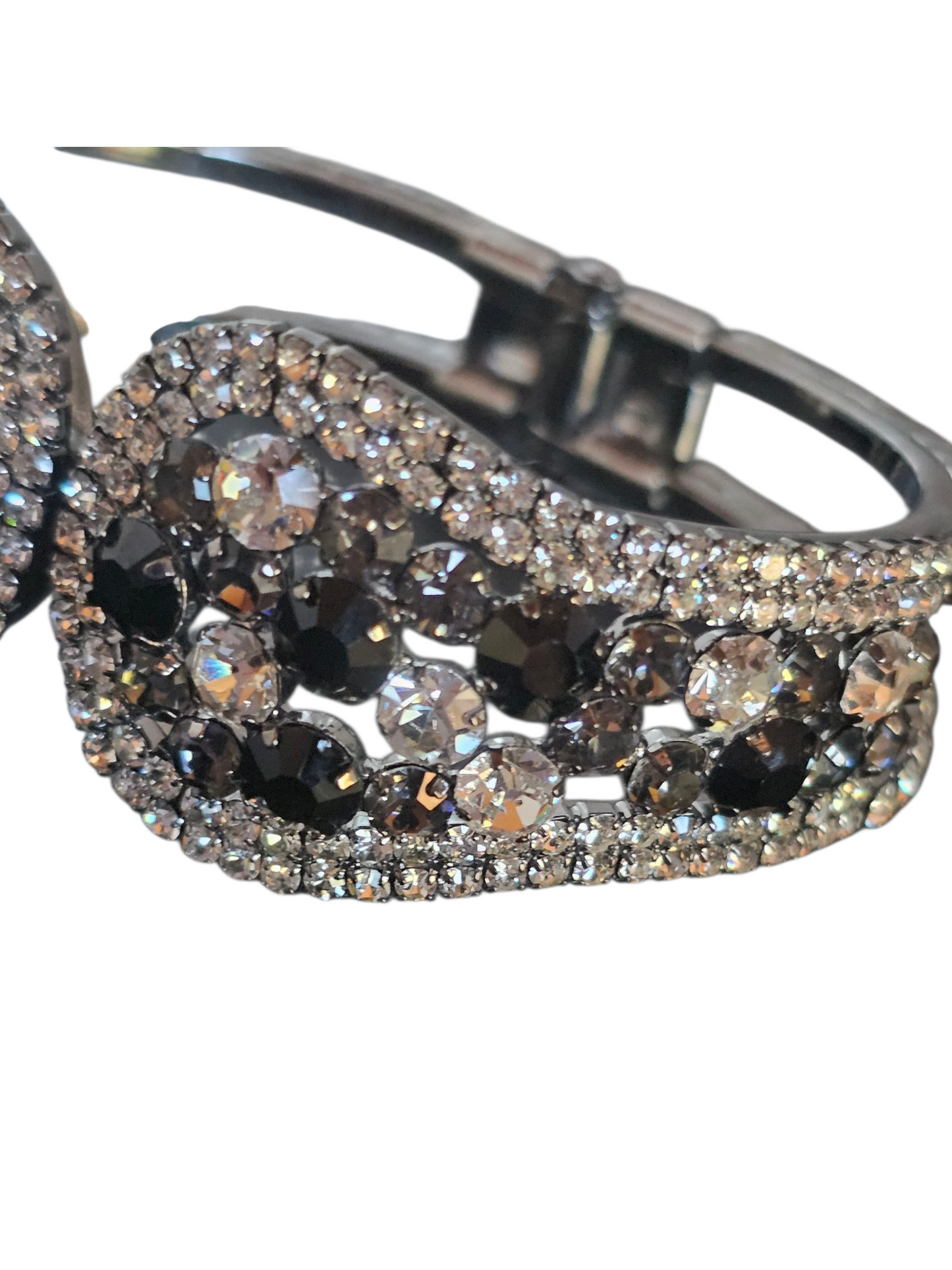 Black/White Rhinestone Cuff Bracelet
