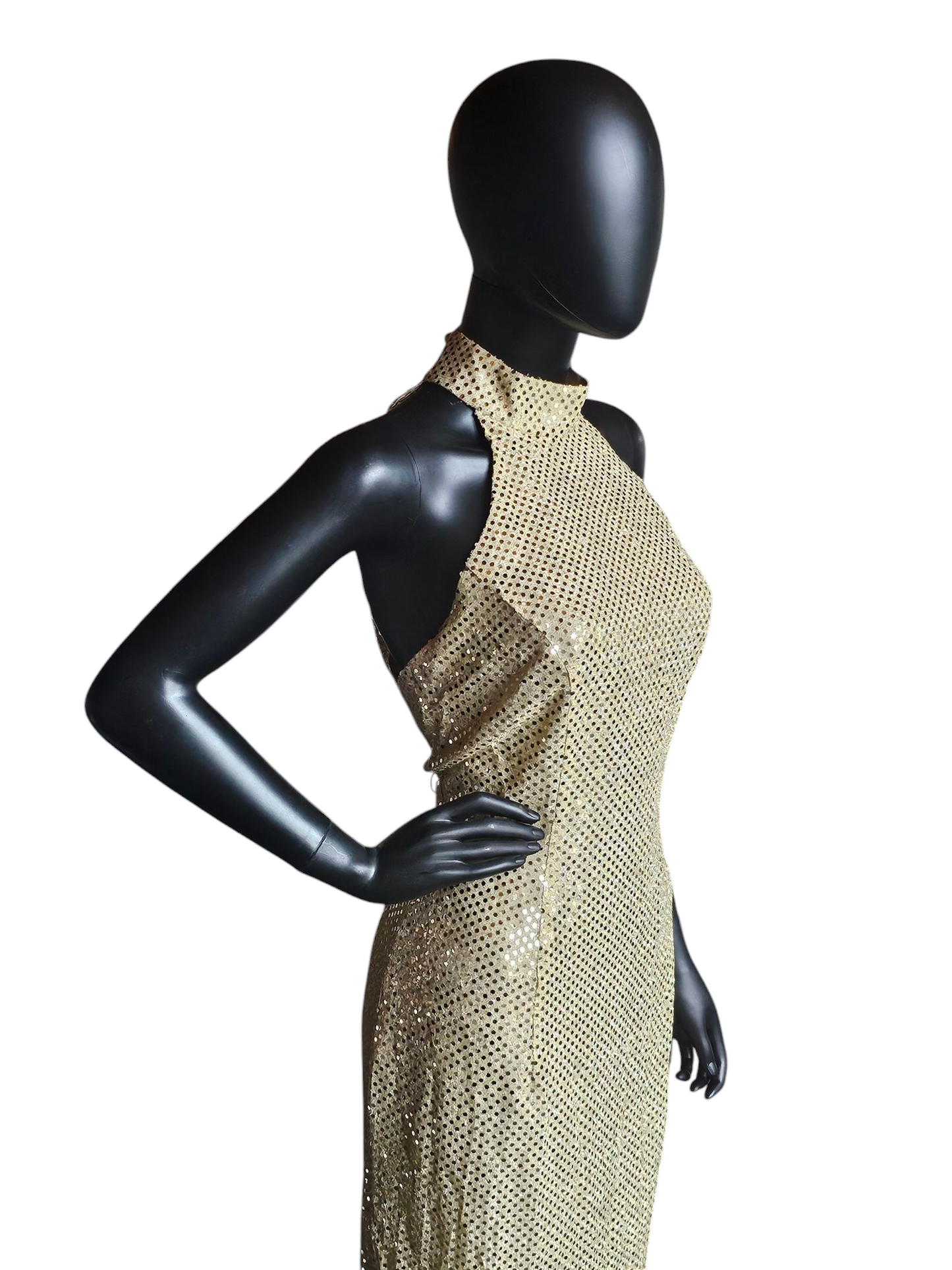Vintage Gold Sequin Halter Sheath