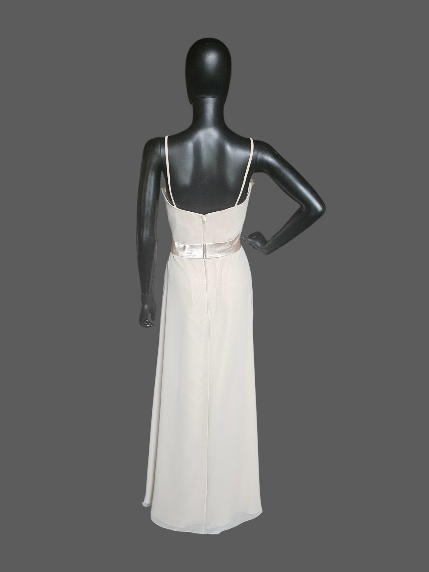 Cream Simple Chiffon Flower Belt Maxi Dress - Forever Yours