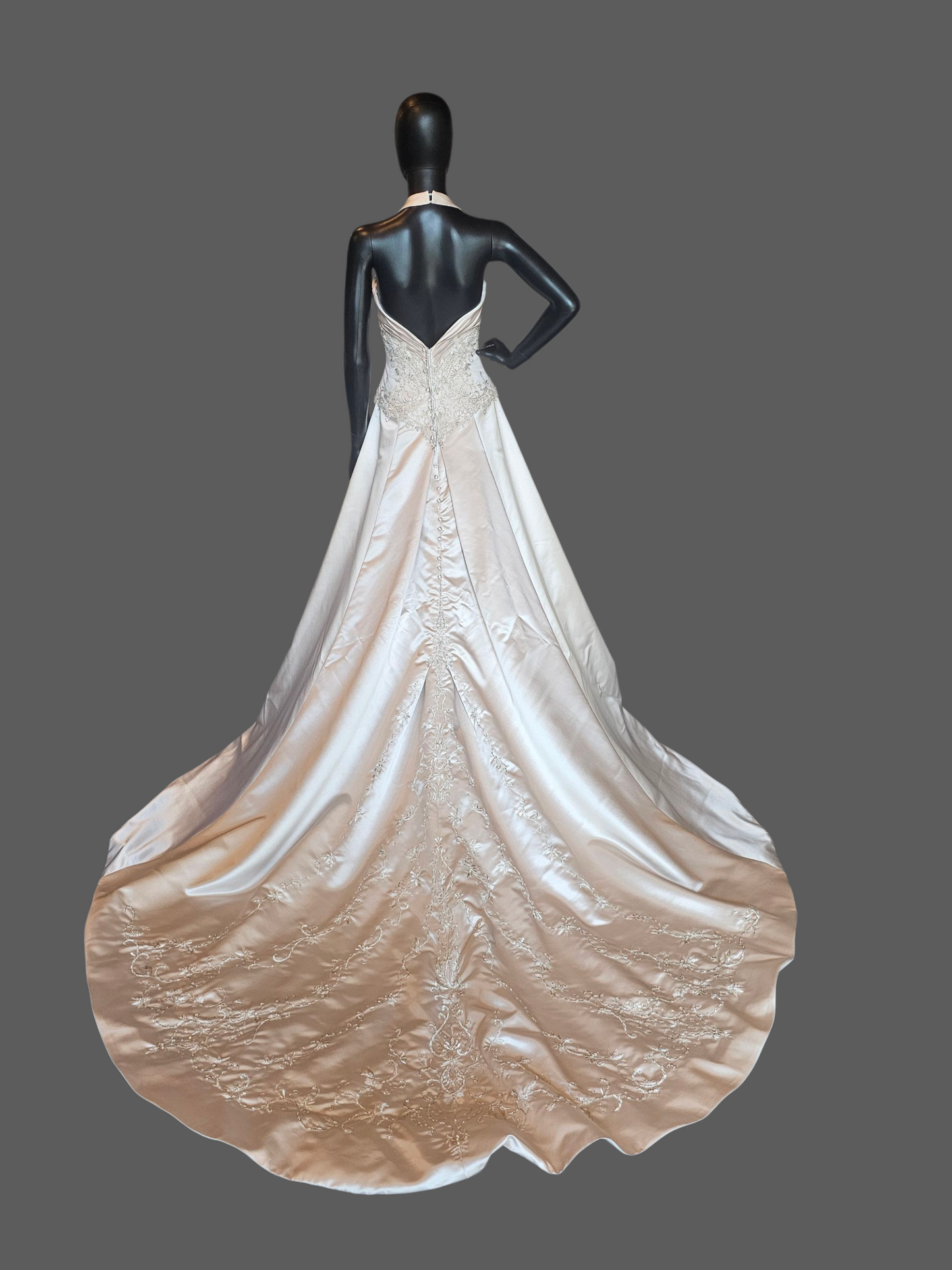 Pearl Satin Halter Wedding Gown - Allure Bridal