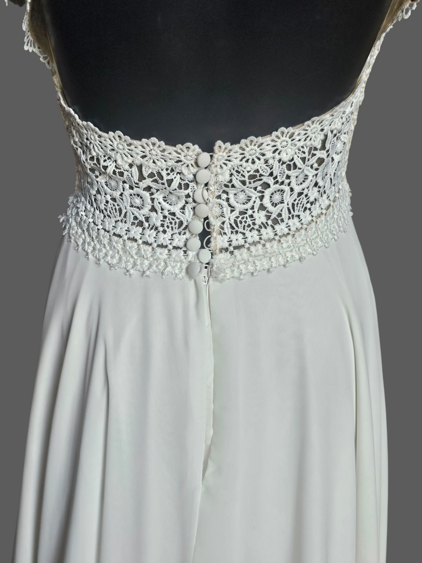 Ivory Cap Sleeve Illusion Bodice Wedding Dress - Lillan West