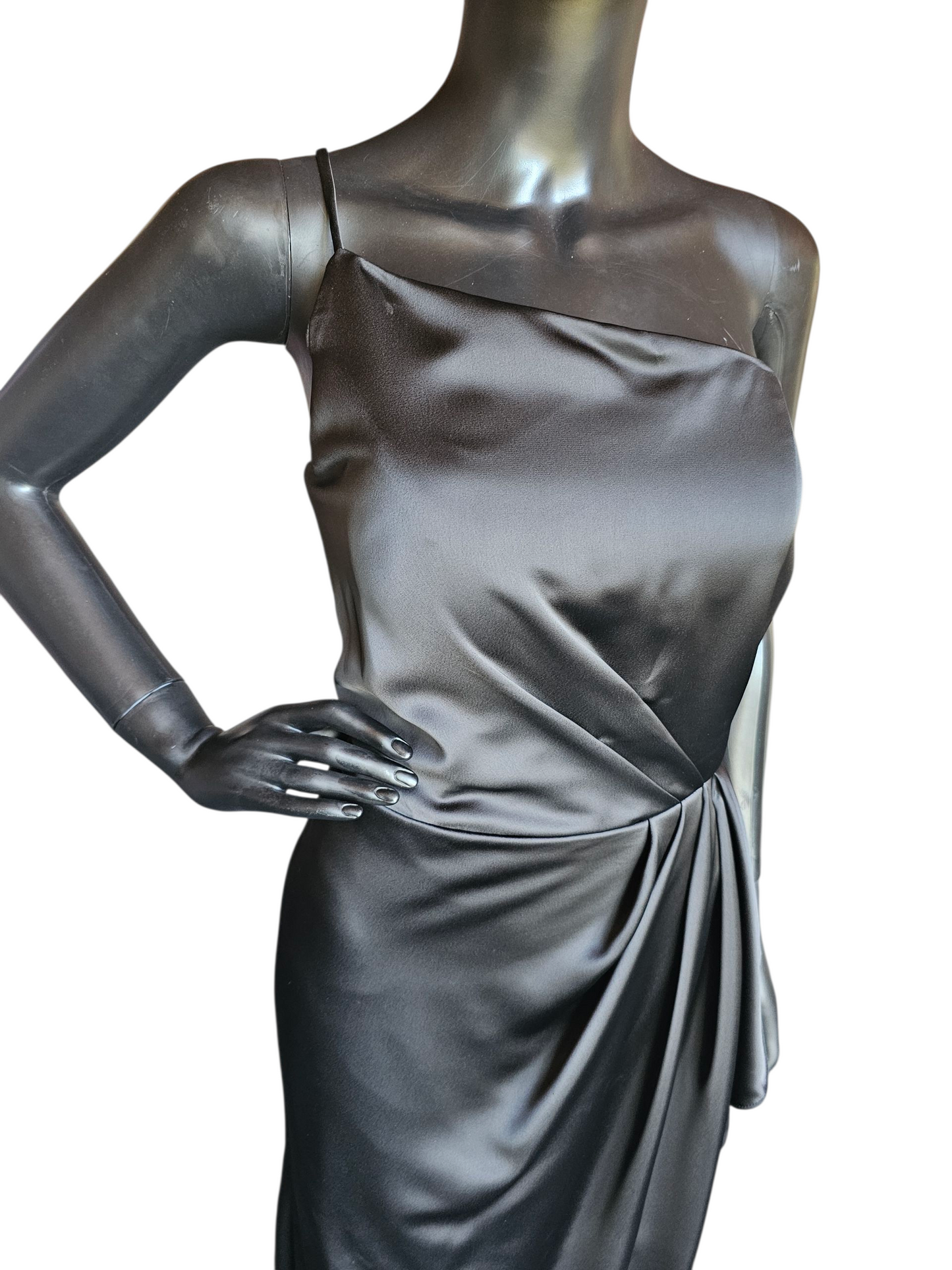 Black Silky Satin One Shoulder Formal/Bridesmaid/Morthers Maxi Dress - Mori Lee