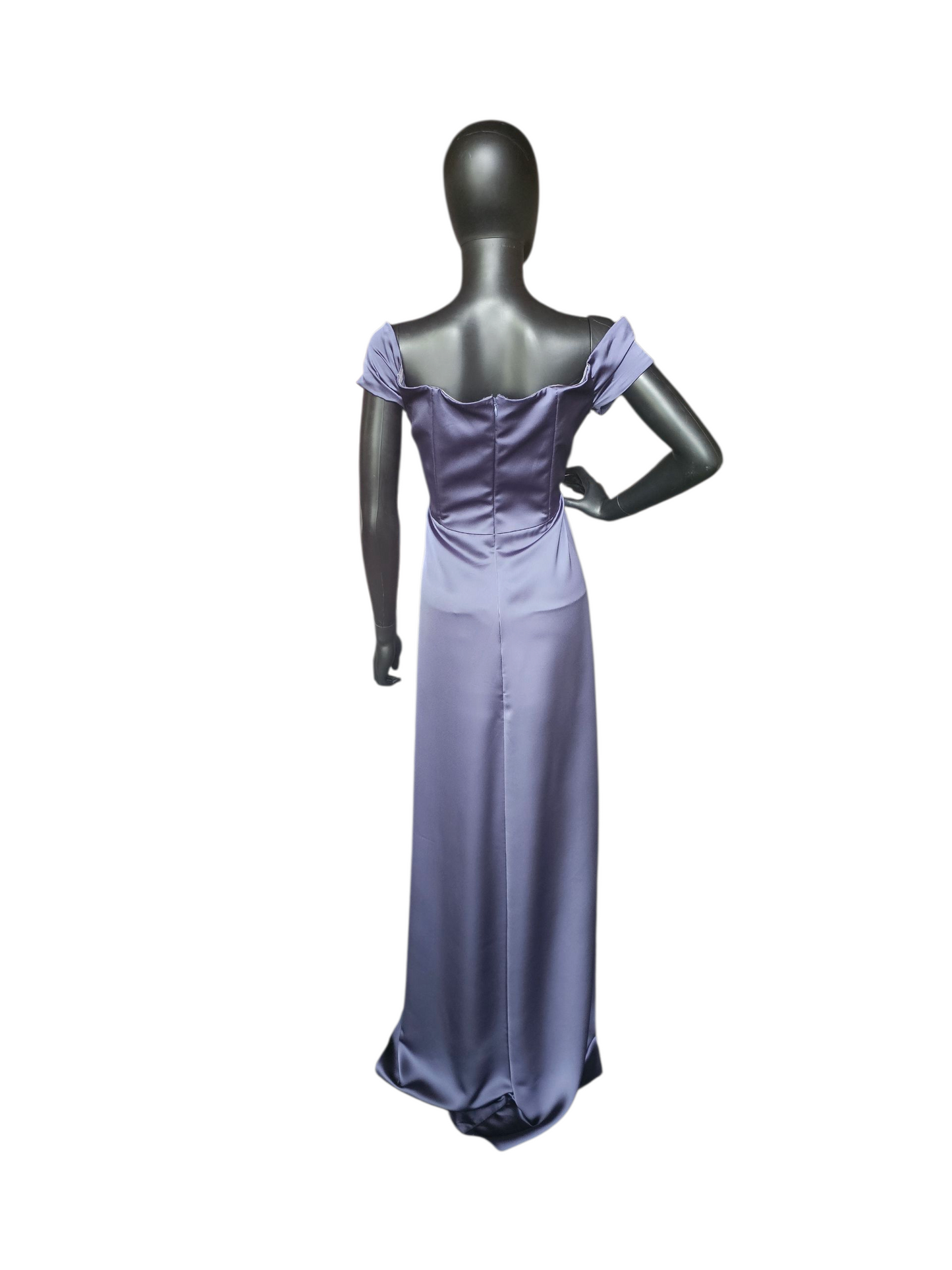 Off Shoulder Dusk Silky Satin Maternity Formal Gown - Mori Lee