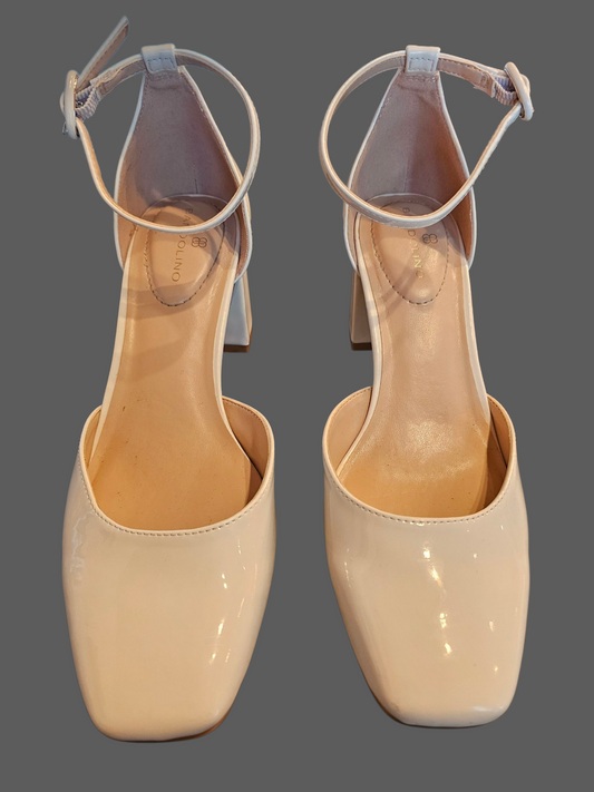 Ivory Patent Leather Block Heel