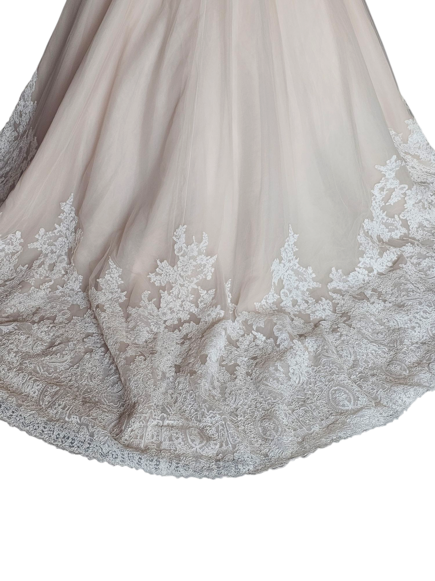 Blush/Ivory Lace Applique Ballgown Bridal Dress - Mori Lee