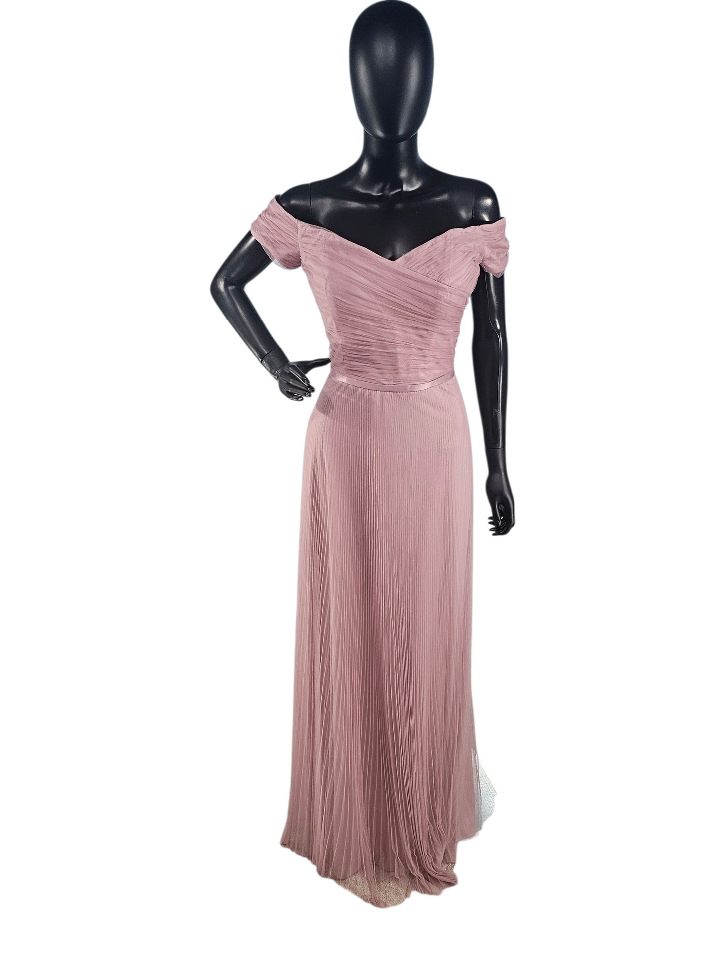 Desert Rose Accordion Net Off Shoulder Formal Dress - Mori Lee