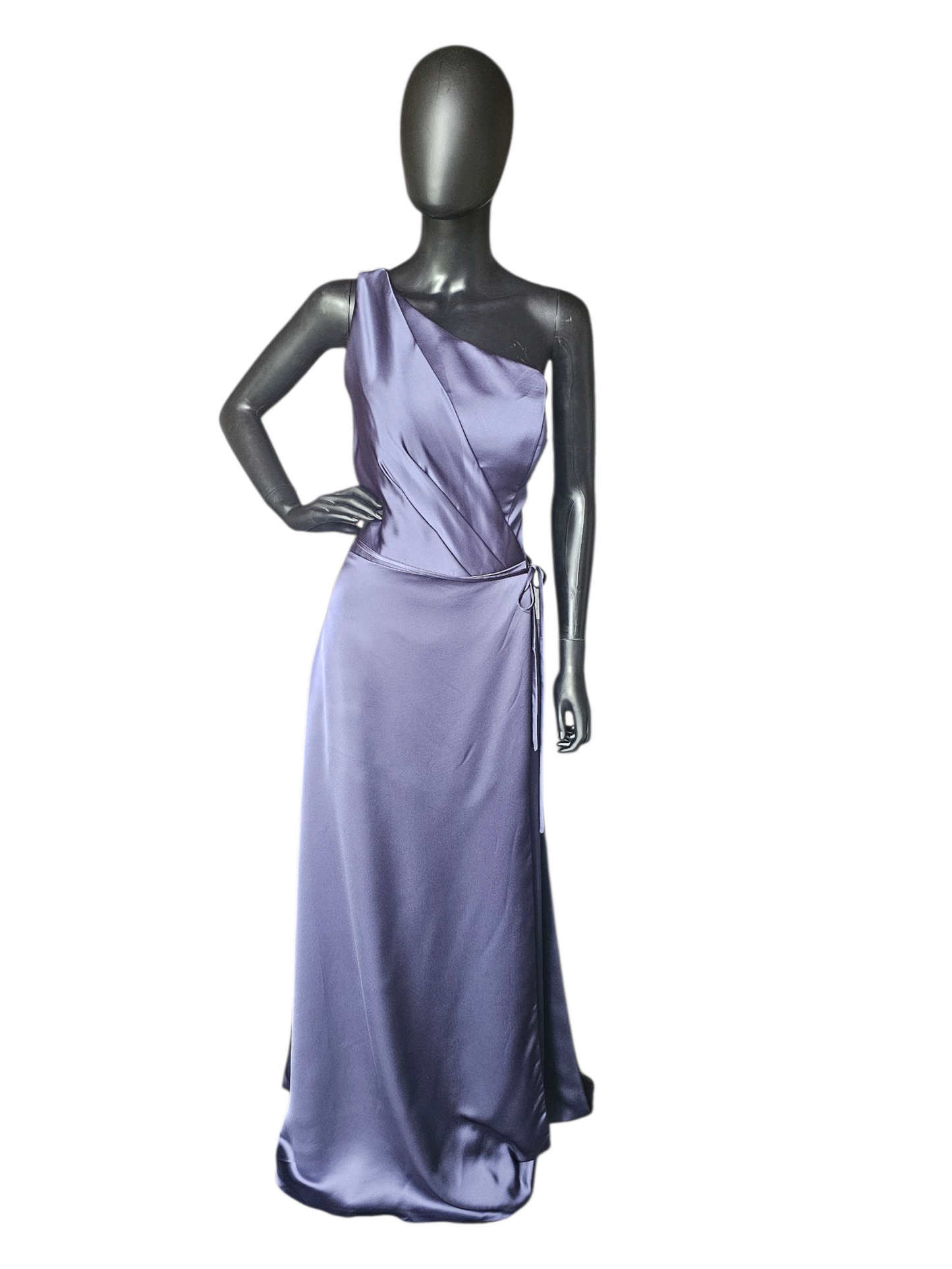 Dusk (Blue) Silky Satin One Shoulder Full Length Formal Gown - Mori Lee