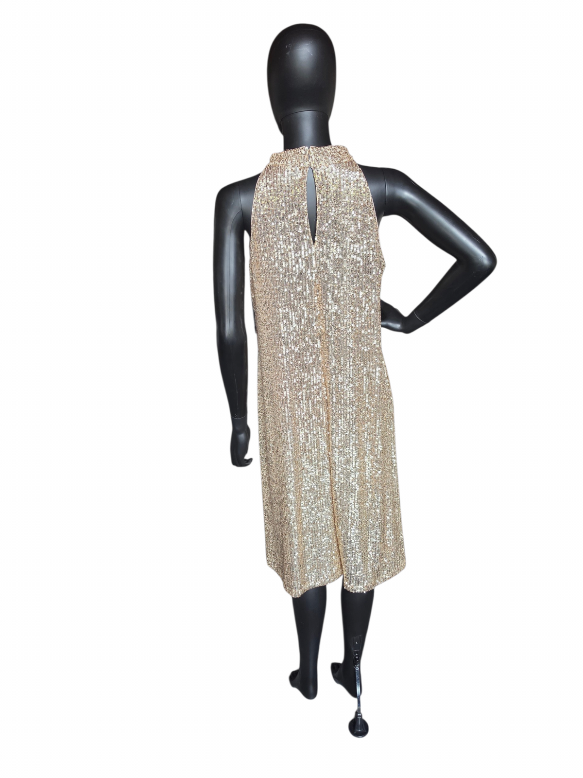 Gold Sequin Racer Cocktail Dress - Ann Taylor