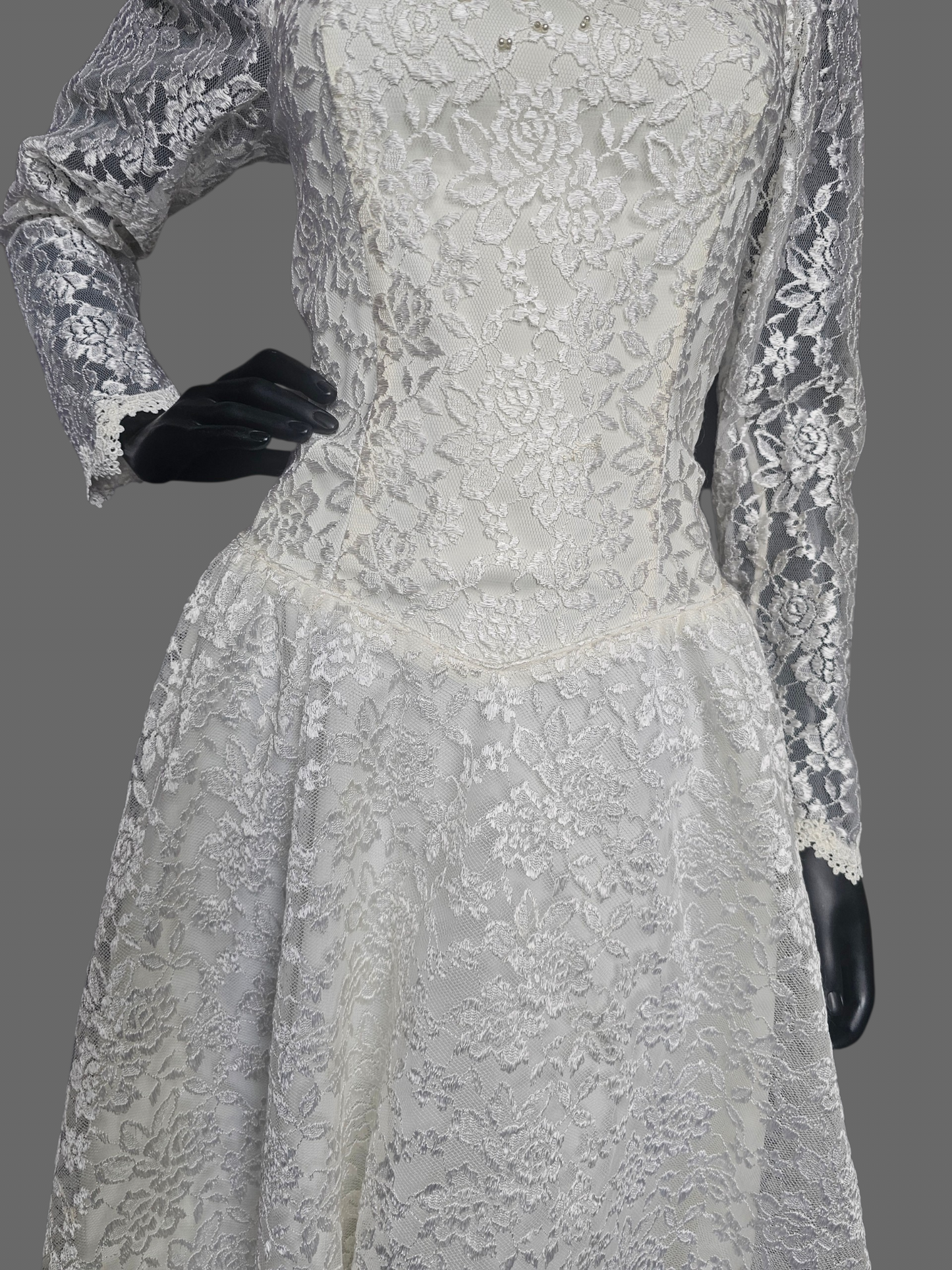 Vintage Lace Tea Length Wedding Gown