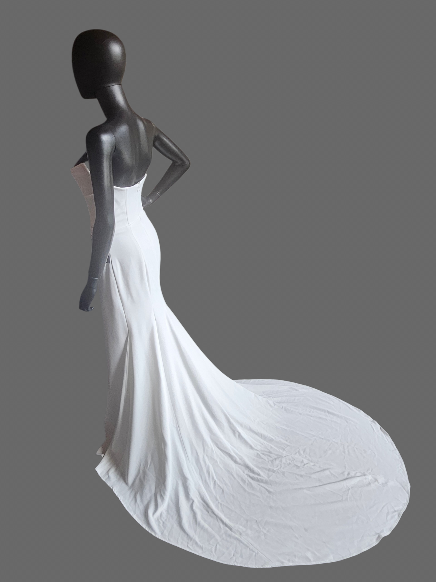 Minimalist Crepe Fit/Flare Cat Eye Side Ruched Wedding Gown - Alyssa Kristen
