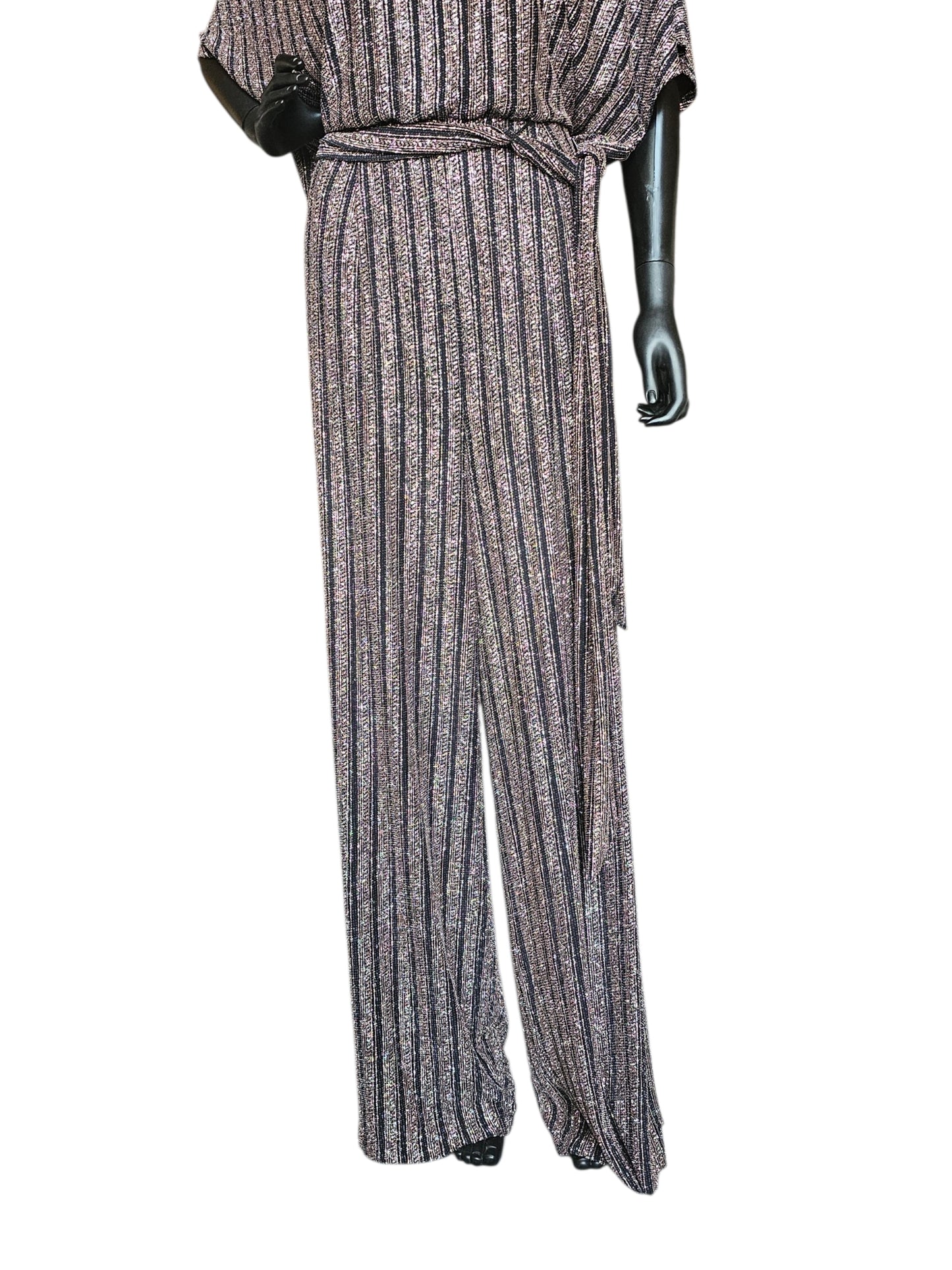 Black/Rose Gold Striped Romper - Jessica Howard