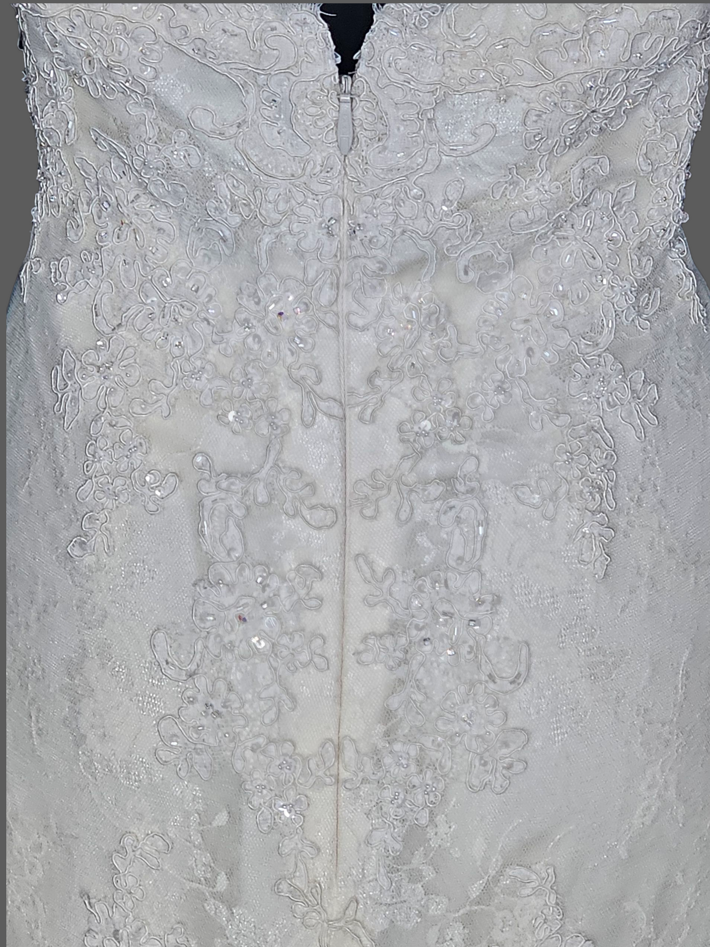 Dark Ivory Lace Fit/Flare V-Neck Wedding Gown - Pronovias