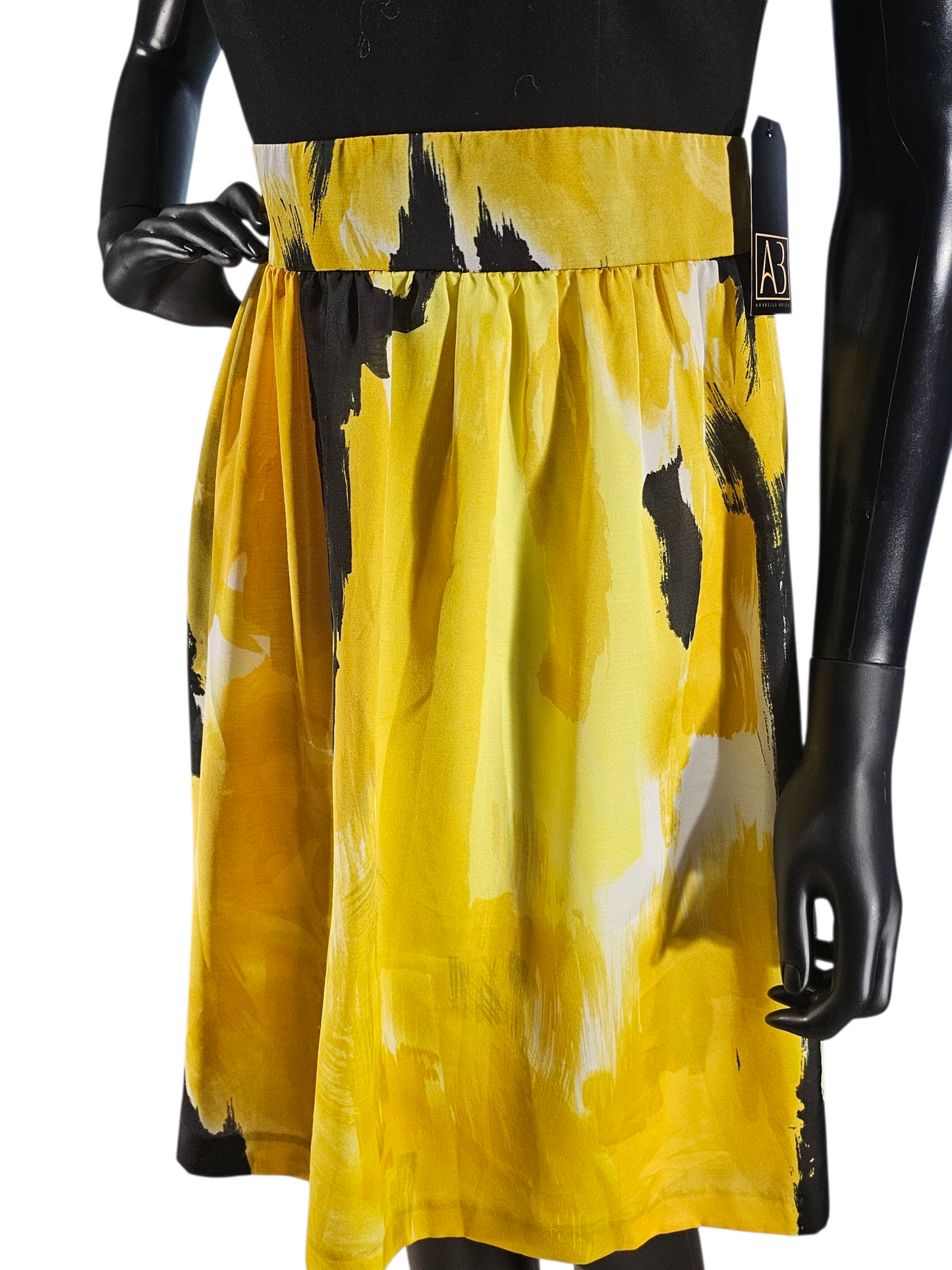 Black/Yellow Floral Print Chiffon Casual Dress - Ellen Tracy