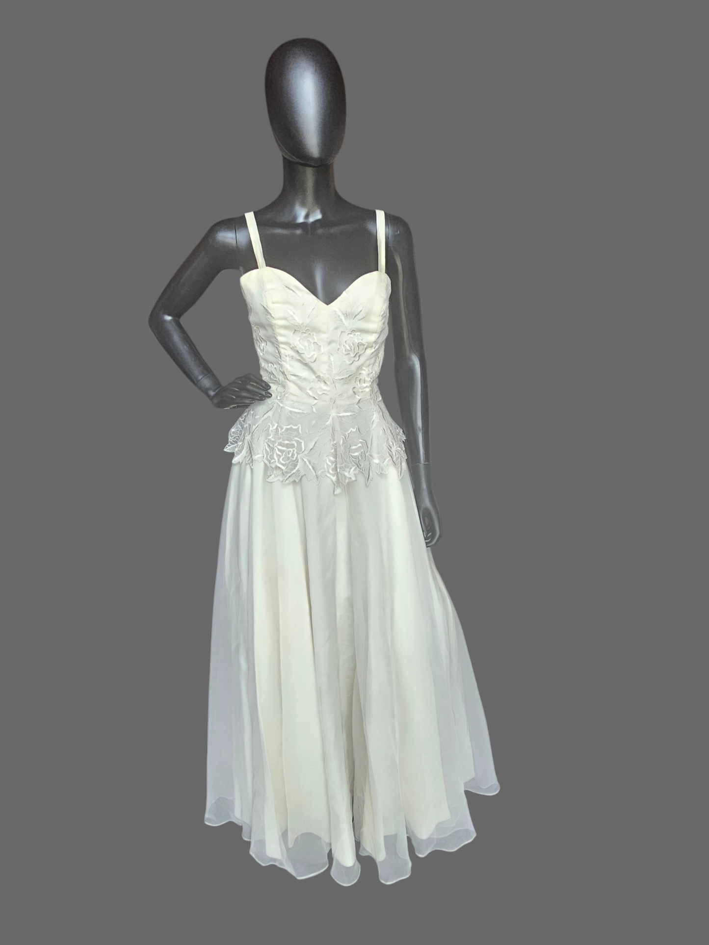 Vintage Embroidered Peplum Ankle Length Wedding Dress