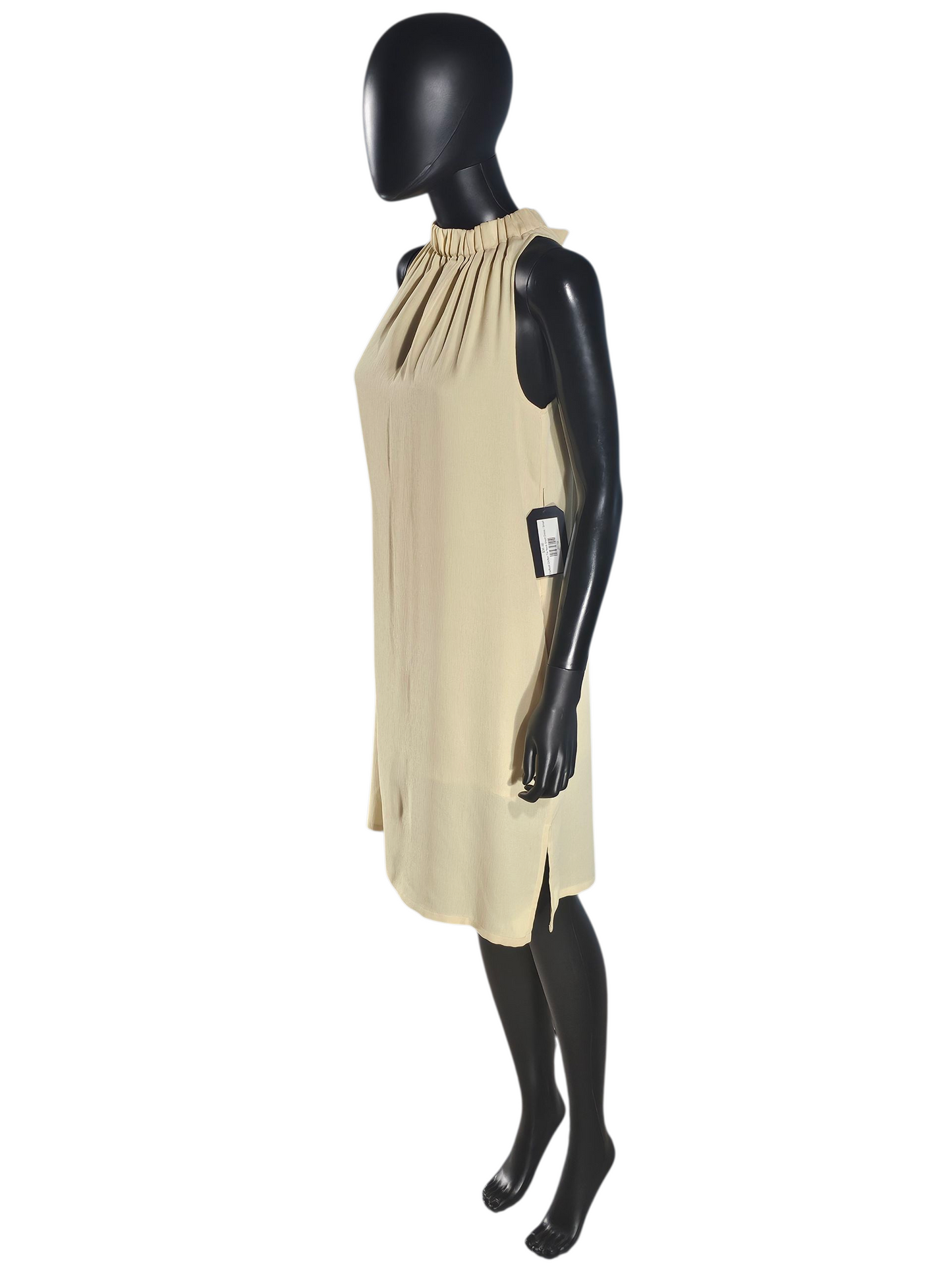 Daffodil Yellow Crepe Tie Neck Shift Short Dress - Prologue