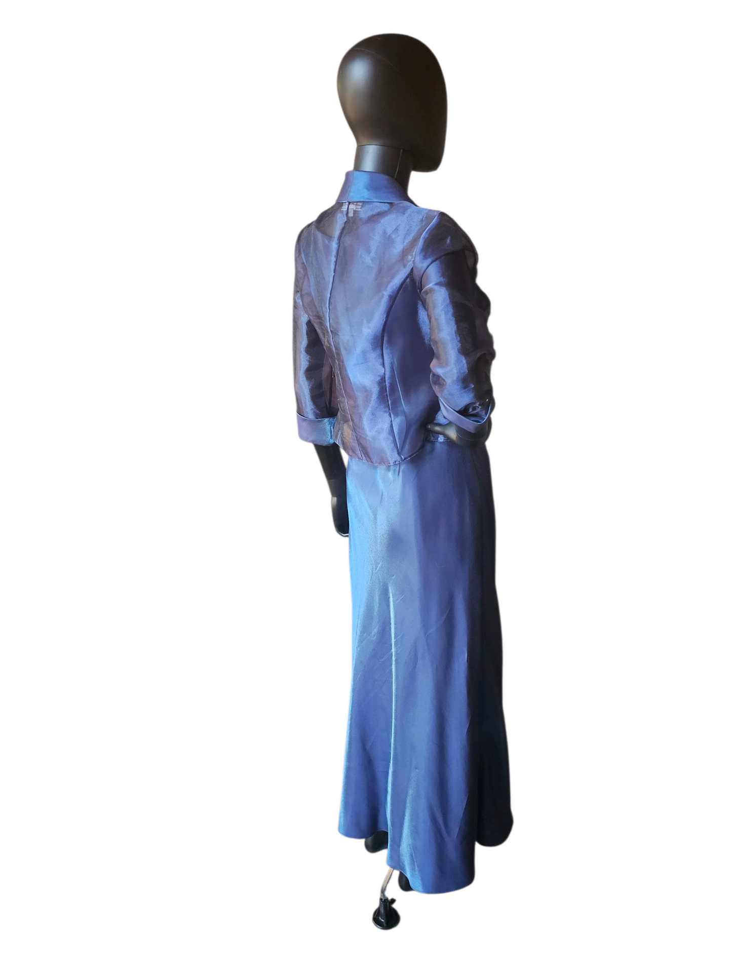 Iridescent Blue Sheath Formal Dress W/Jacket - Alex Evening - Petite