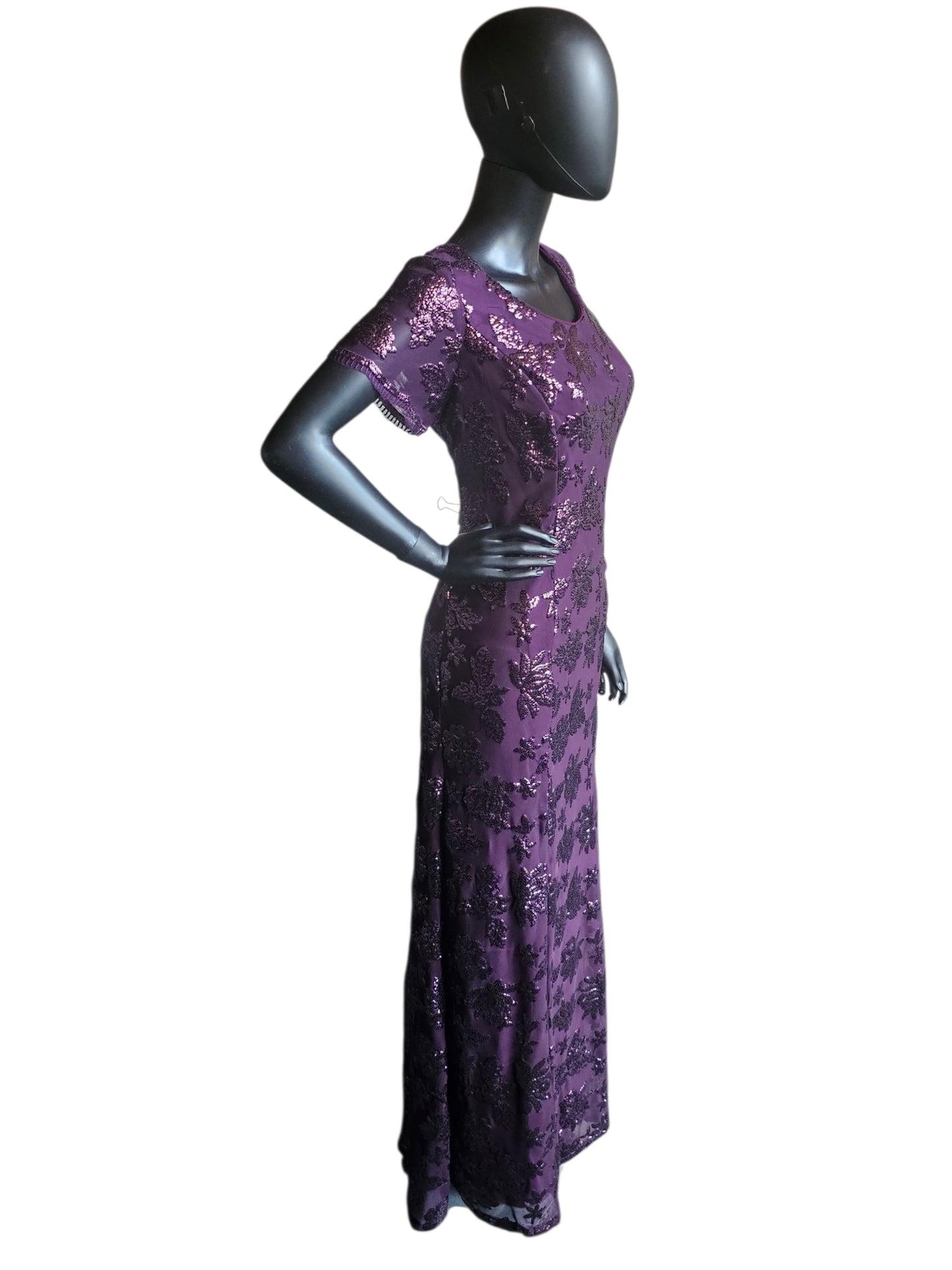 Plum Purple Floral Sequin - Eva USA